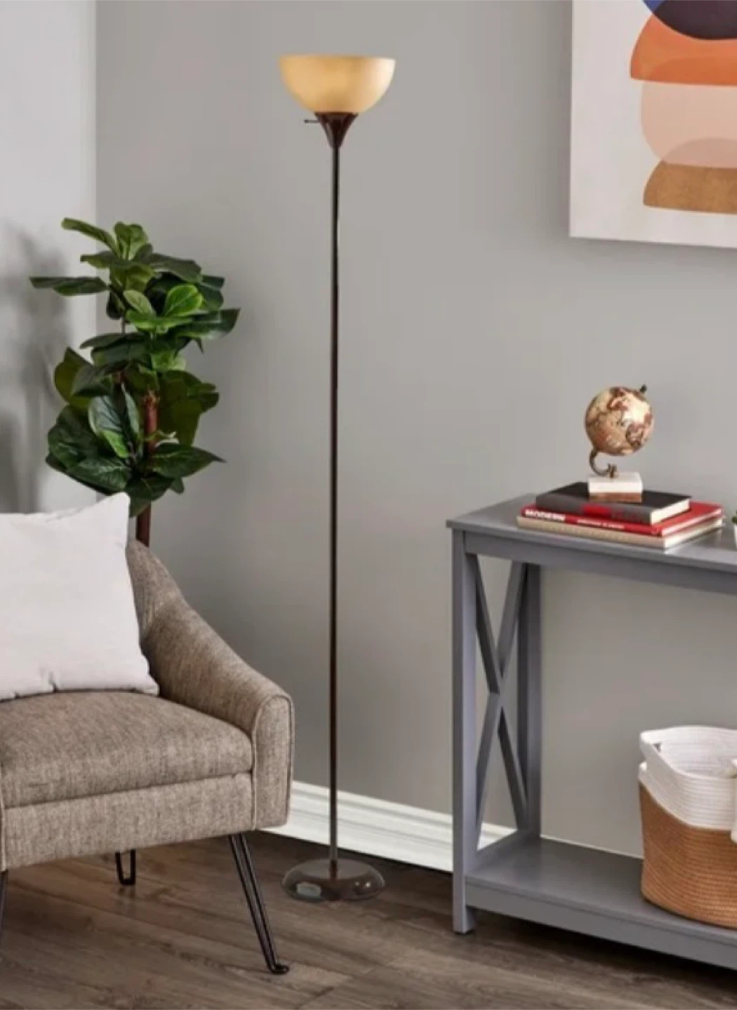 Mainstays 71" Brown Floor Lamp, Modern Design