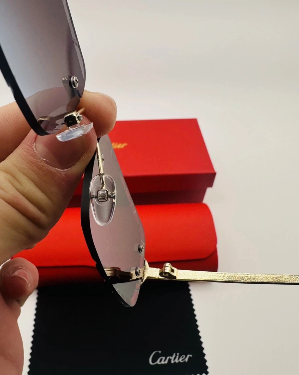 Cartier Rimless Sunglasses with Red Case and Box - photo 3