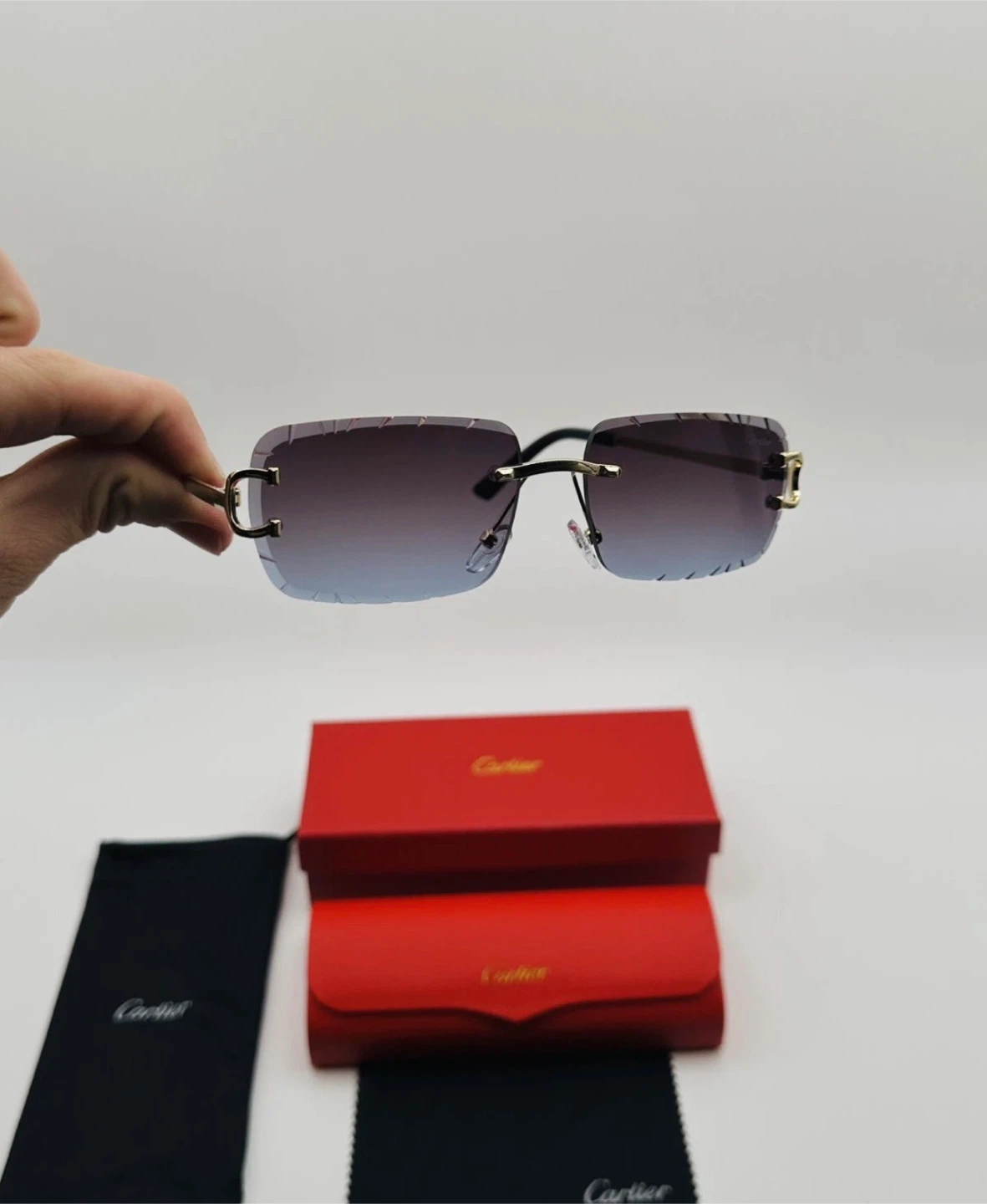 Cartier Rimless Sunglasses with Red Case and Box - photo 2