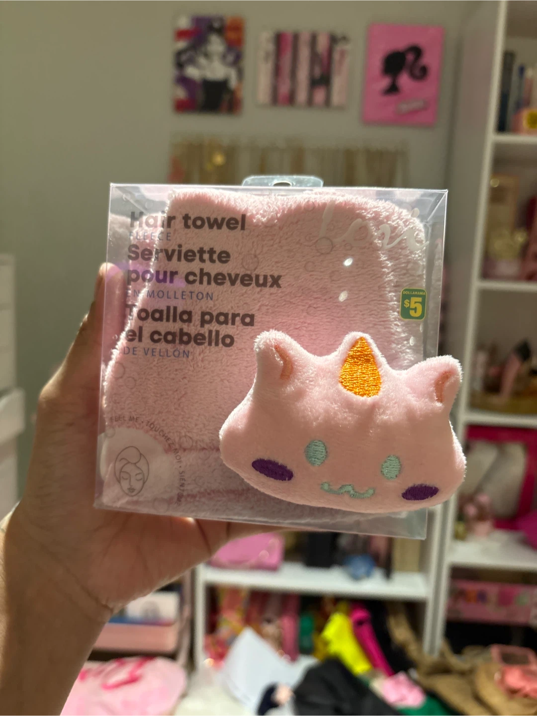 Pink Fleece Hair Towel