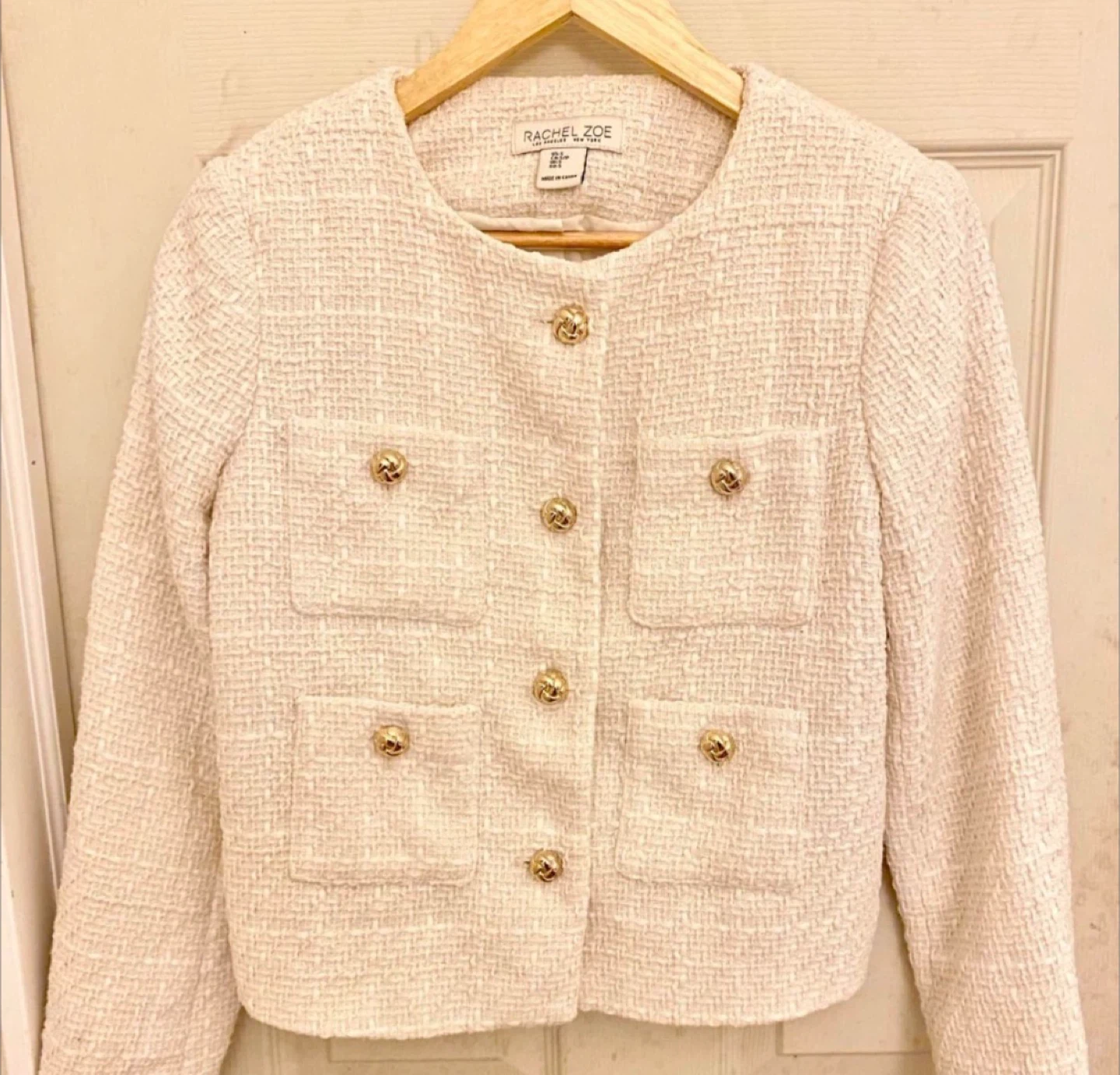 Rachel Zoe Tweed Jacket with Gold Buttons - Size S