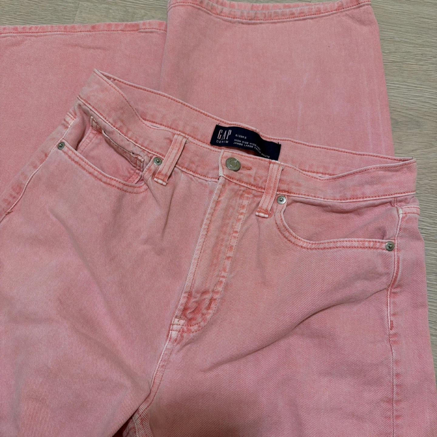GAP High Rise Wide Leg Jeans - Coral Pink