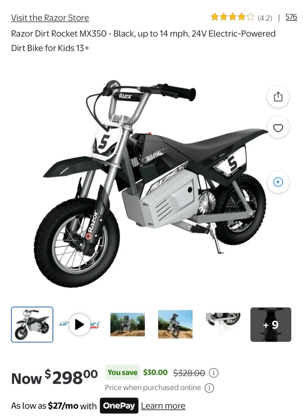 Razor MX350 Electric Dirt Bike - photo 4