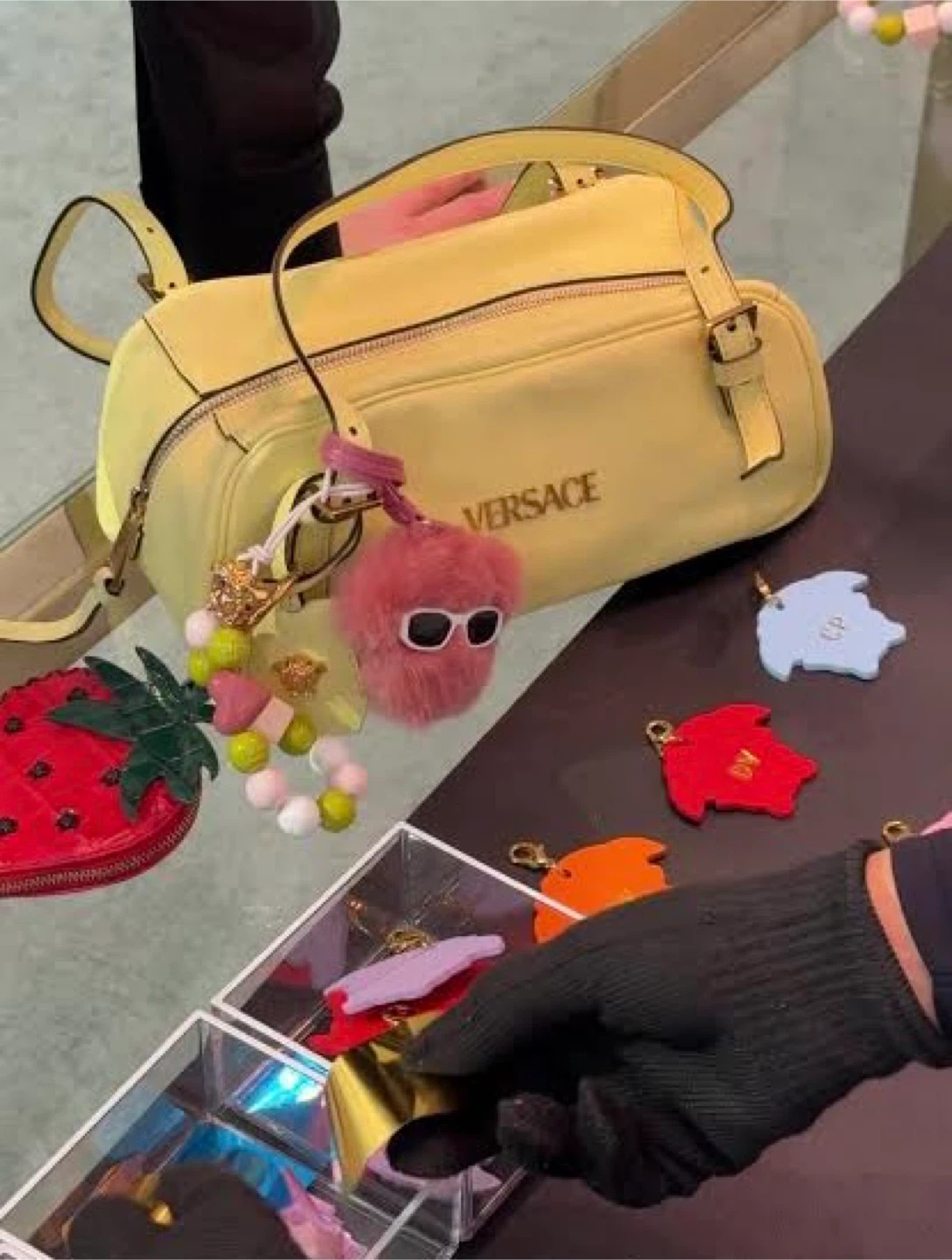 (authentic!!) yellow versace tag nappa bowling bag
