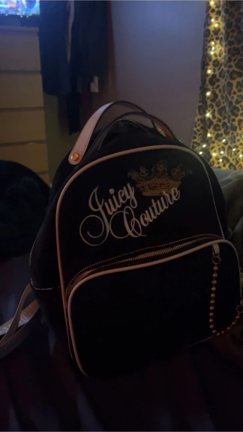 Juicy Couture Black Velour Mini Backpack