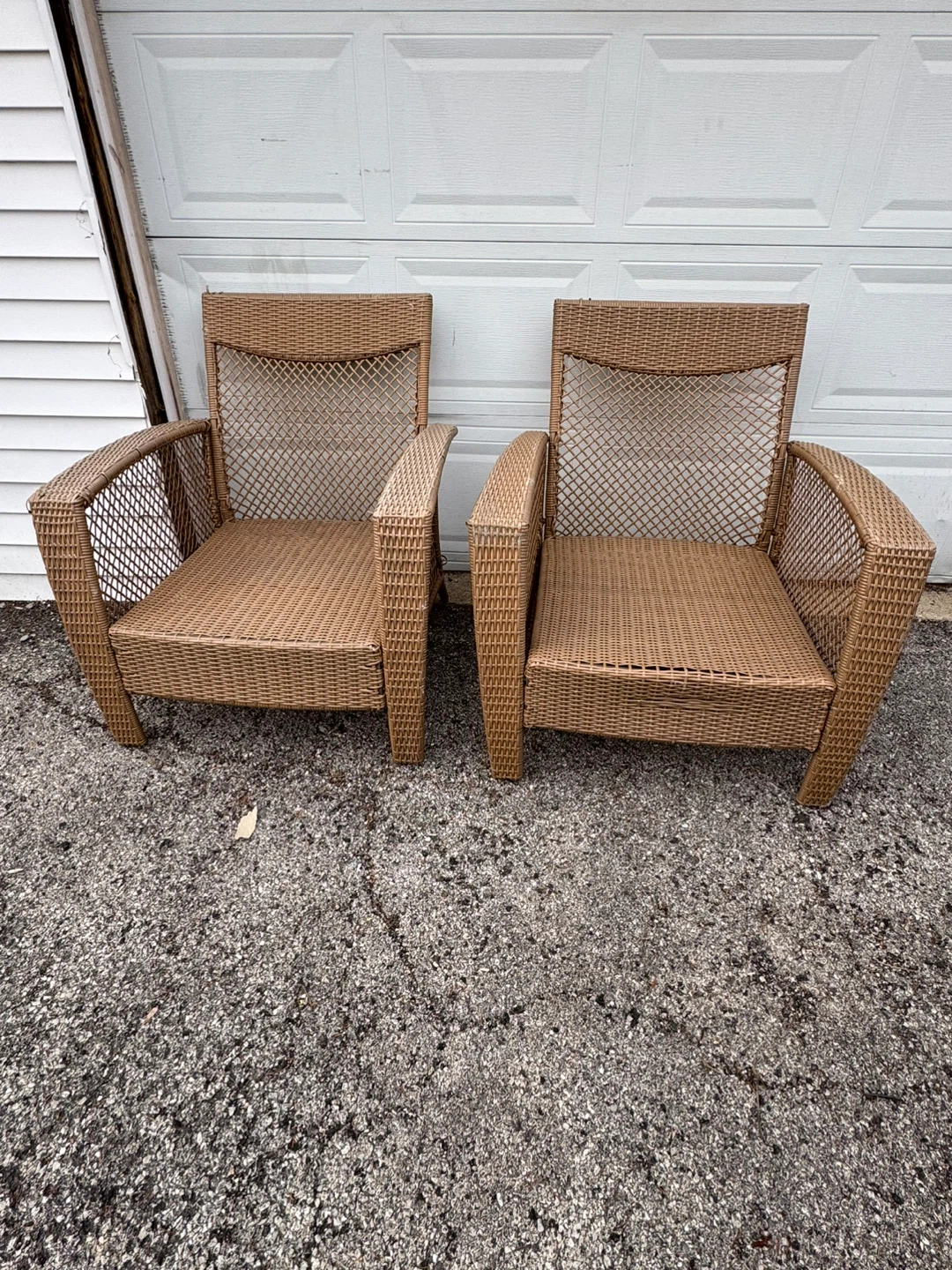 Wicker Outdoor Armchairs - Set of 2