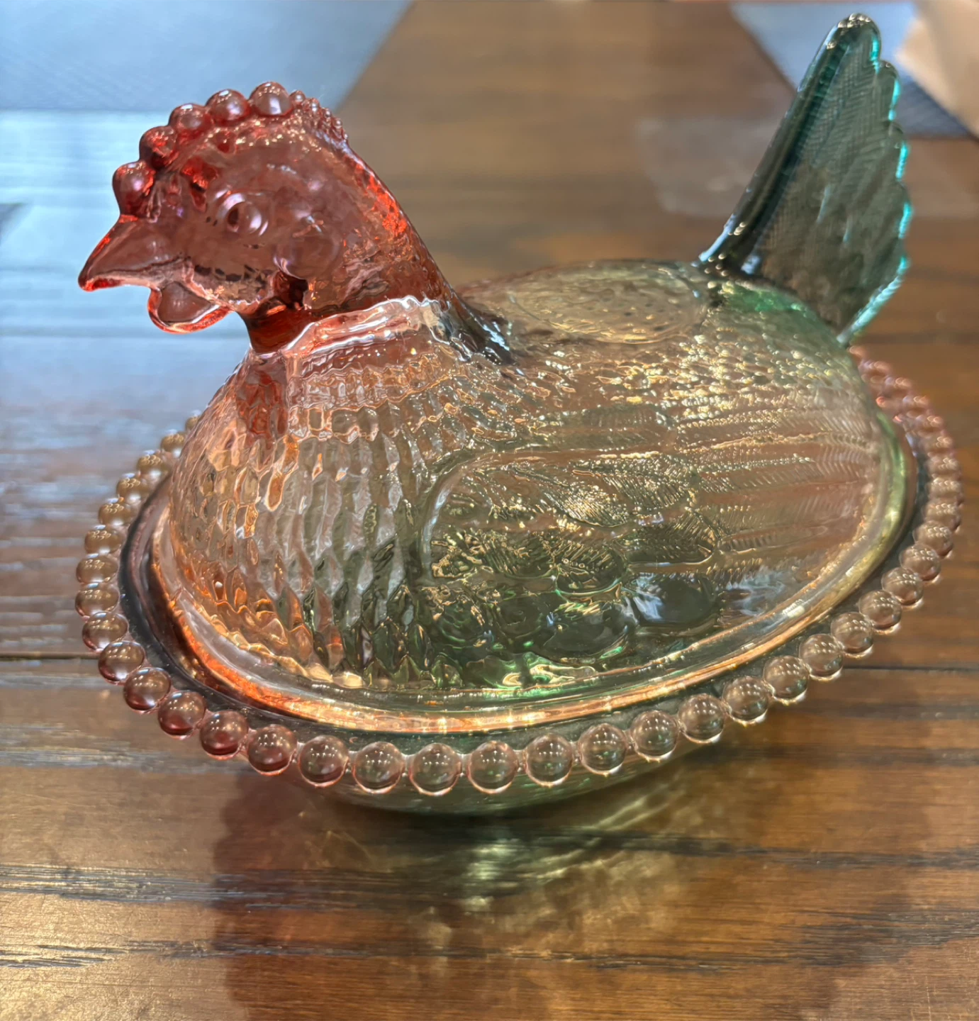 Hen on Nest - Coloured Glass