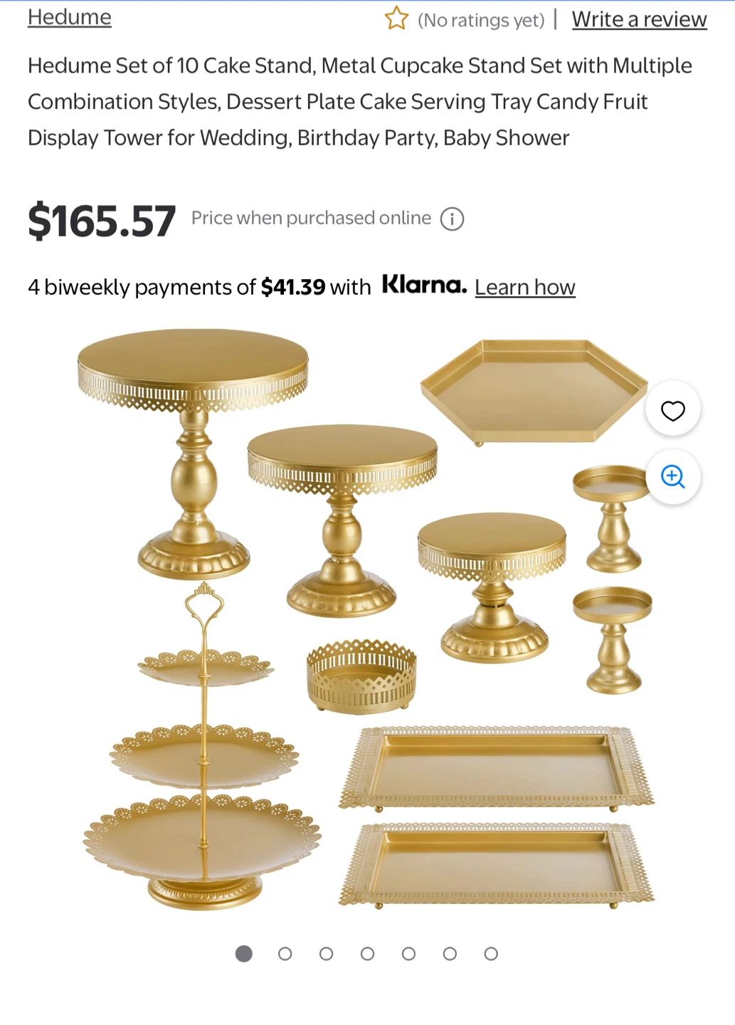 Hedume Set of 10 Gold Cake Stands & Dessert Display Trays - photo 3