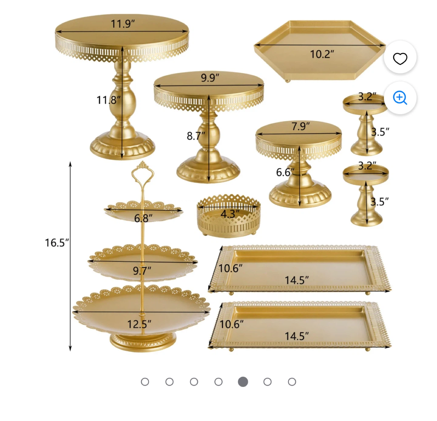 Hedume Set of 10 Gold Cake Stands & Dessert Display Trays - photo 5