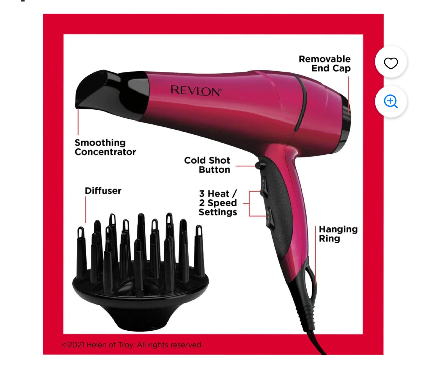 Revlon Pink Hair Dryer with Diffuser and Concentrator - photo 5