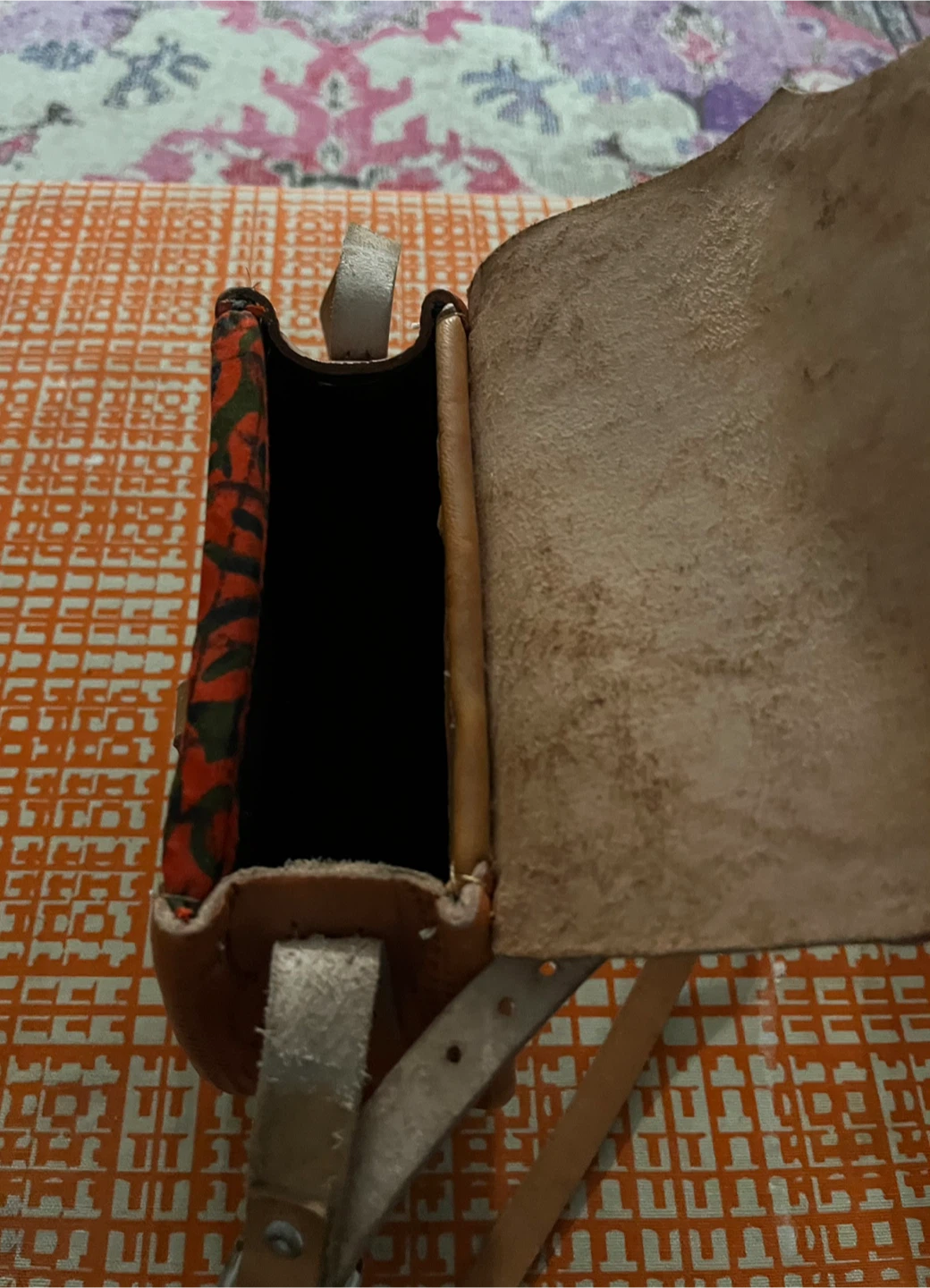 Leather and woven cross-body bag - photo 3