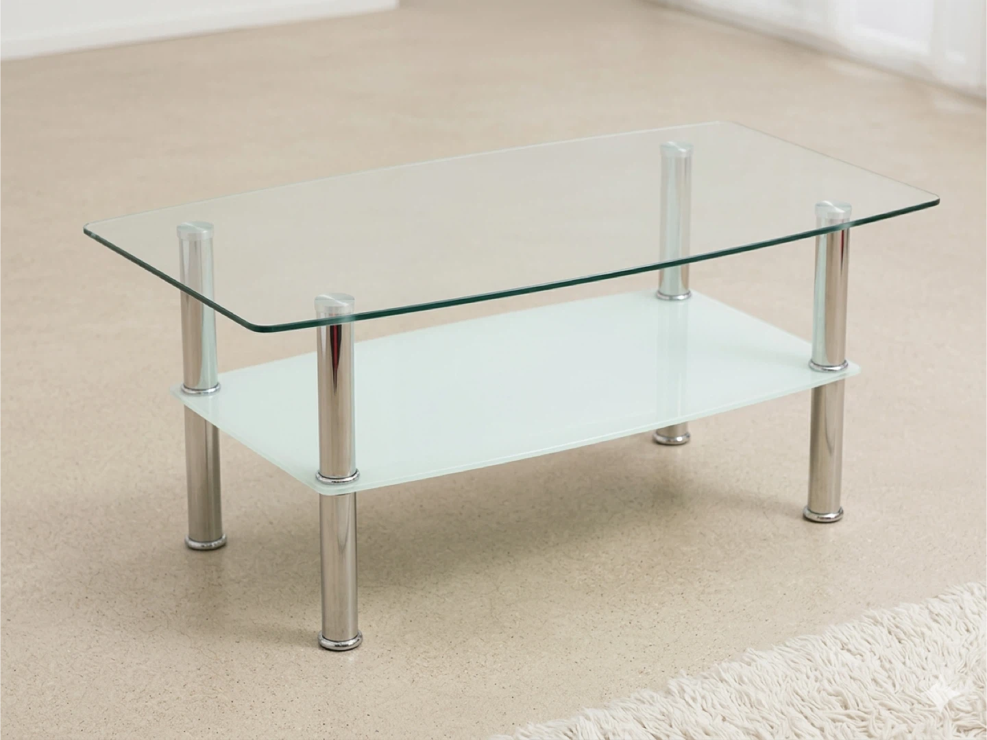 Glass Top Coffee Table with Lower Shelf
