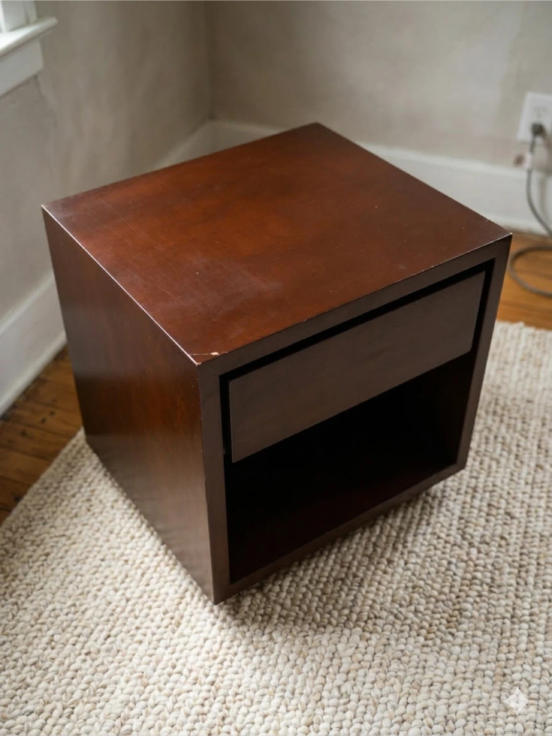 Dark Wood Nightstand with Drawer - photo 3