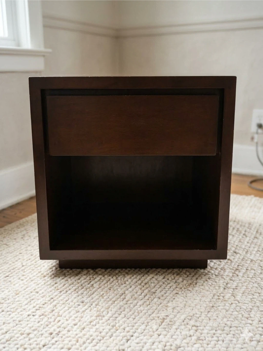 Dark Wood Nightstand with Drawer