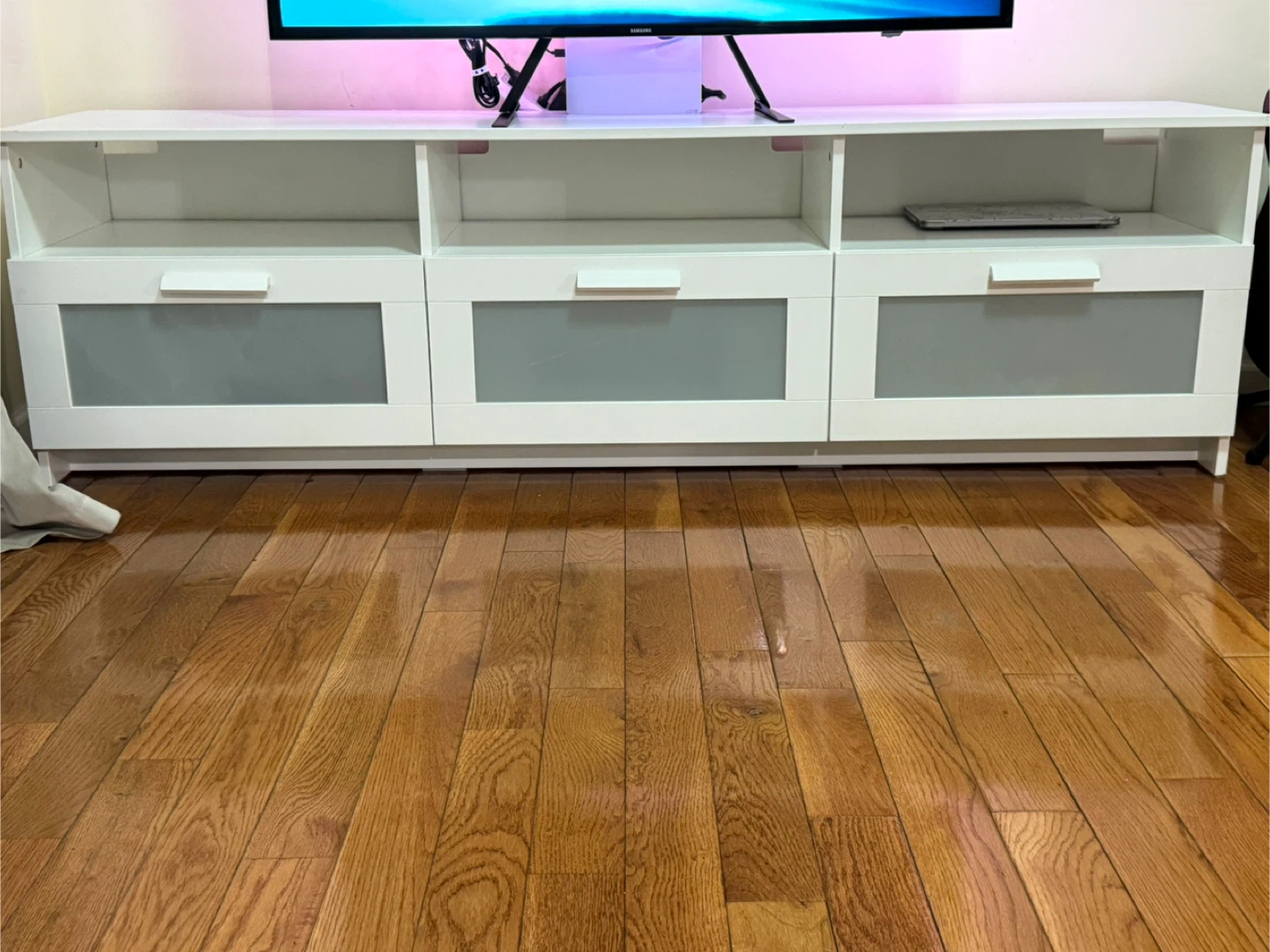 White TV Stand with Storage - photo 2