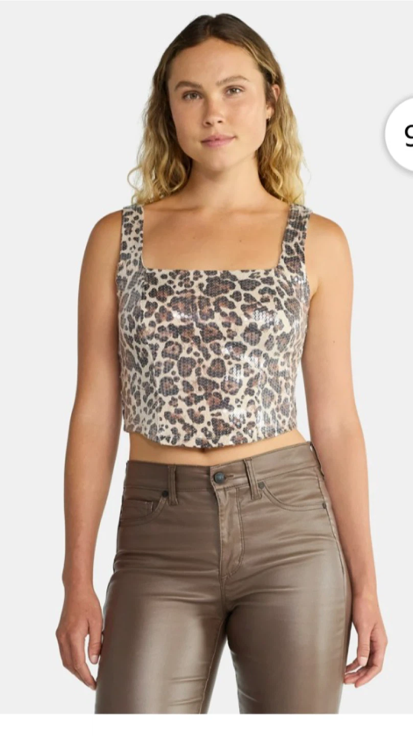 Madden NYC Leopard Sequin Crop Top