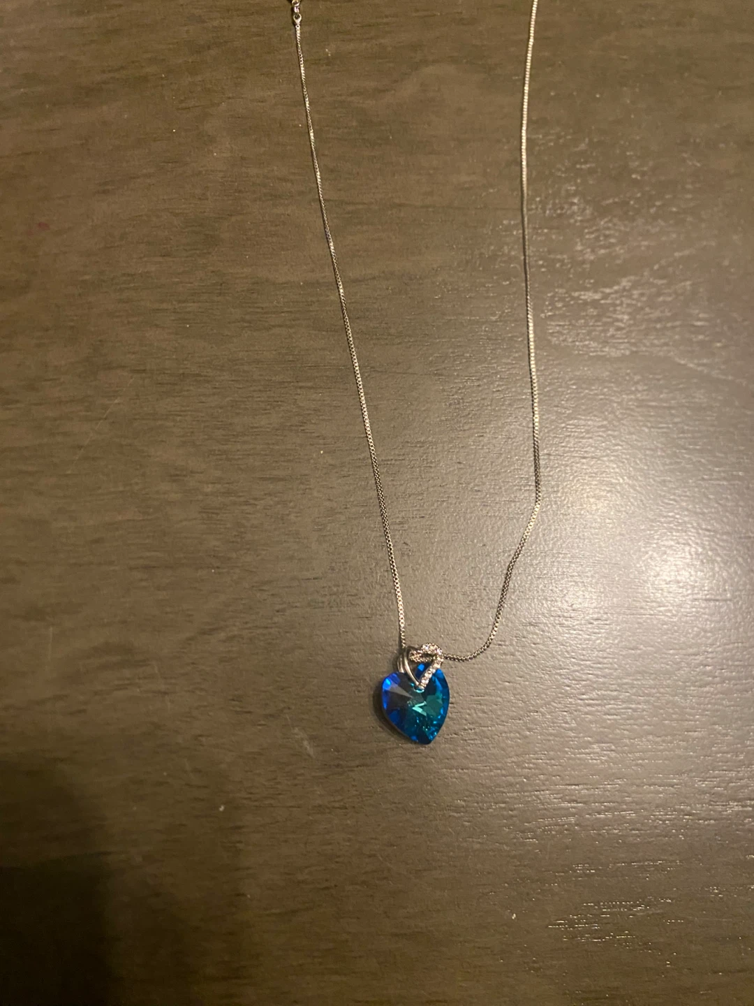 Blue Heart Crystal Pendant Necklace