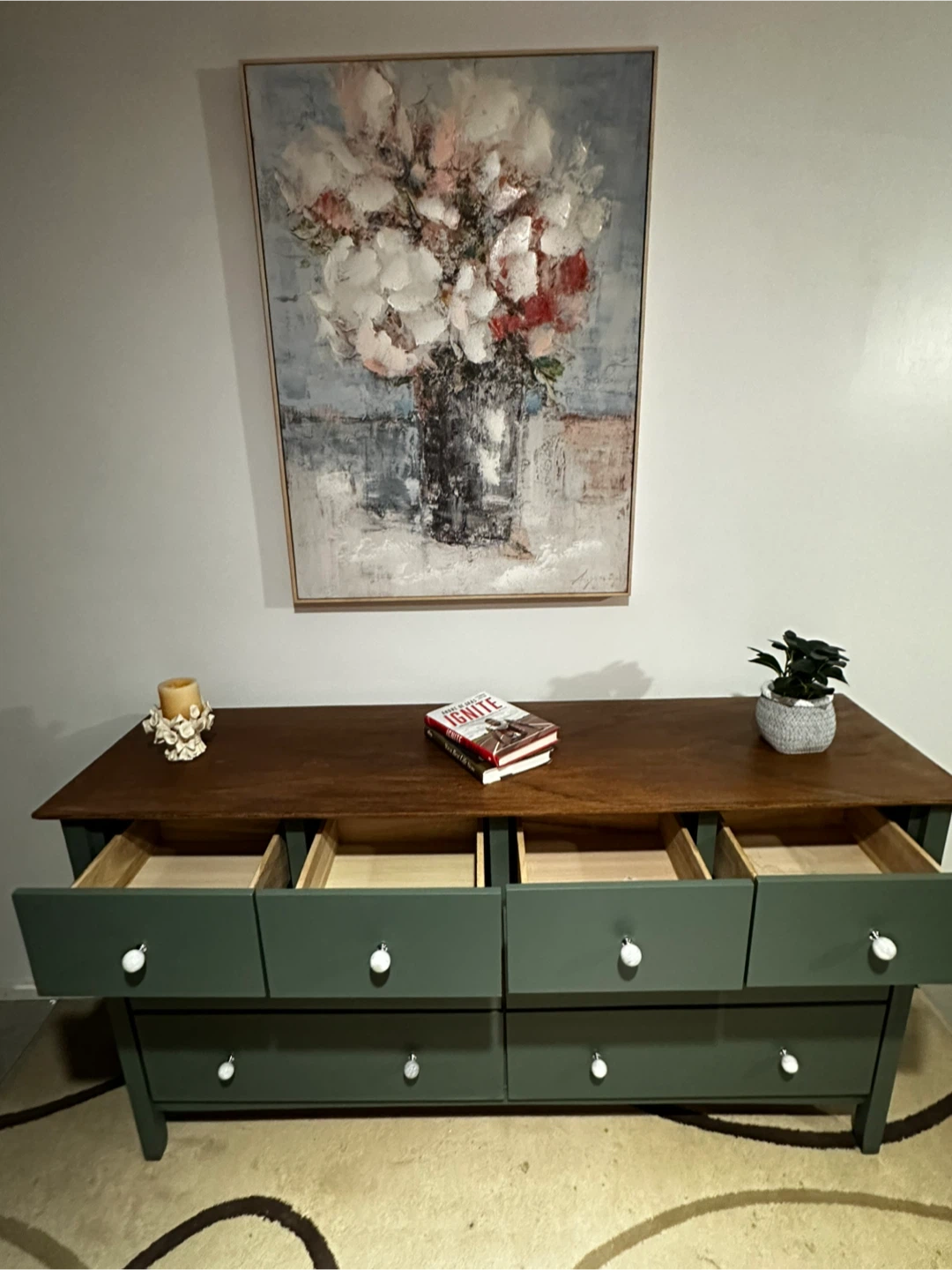 Green Dresser with Wood Top - photo 2