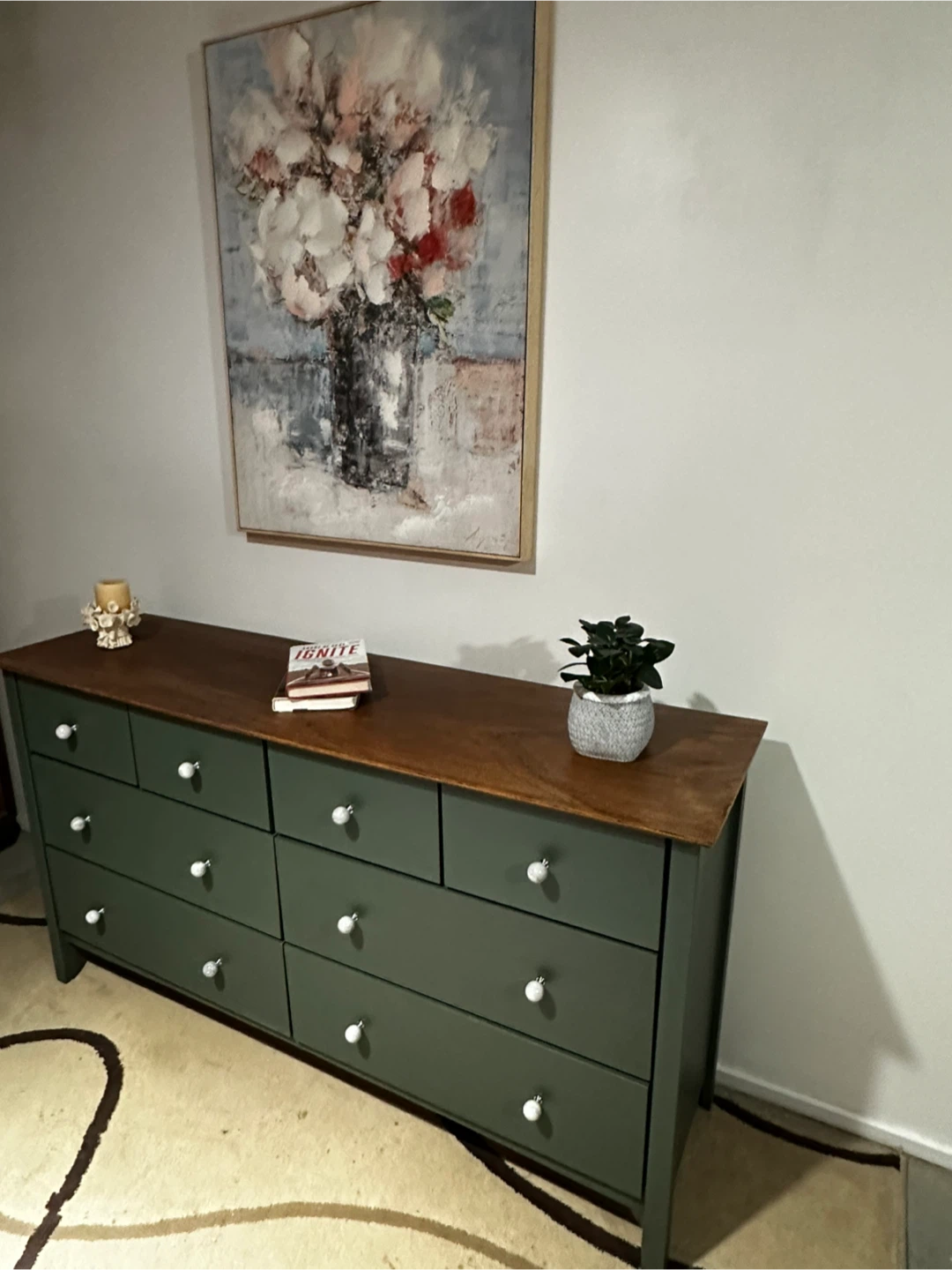 Green Dresser with Wood Top - photo 3
