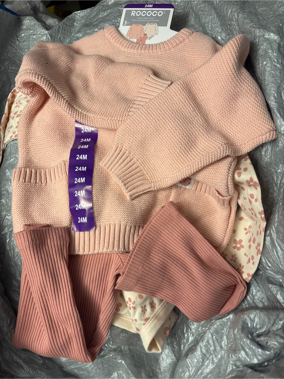 Rococo Baby 3-Piece Sweater, Bodysuit & Pant Set - 24M