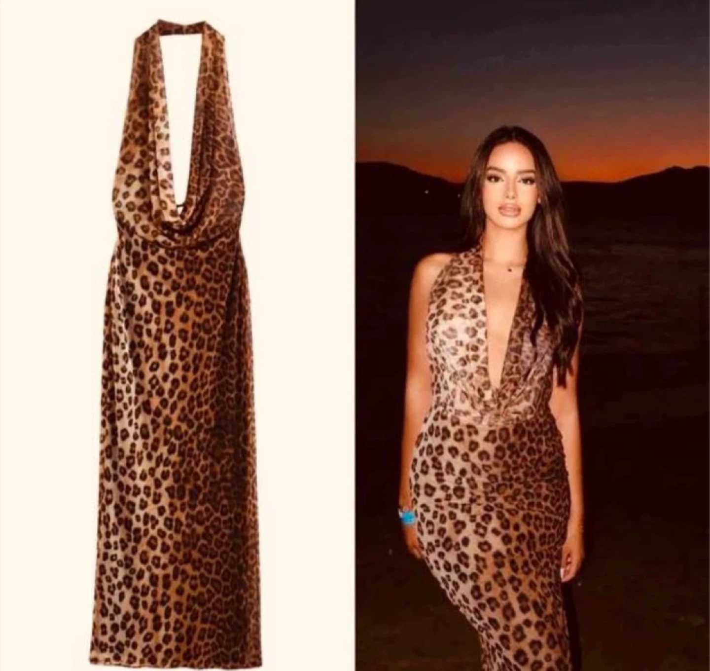 Zara  Animal Print Tulle Halter Dress