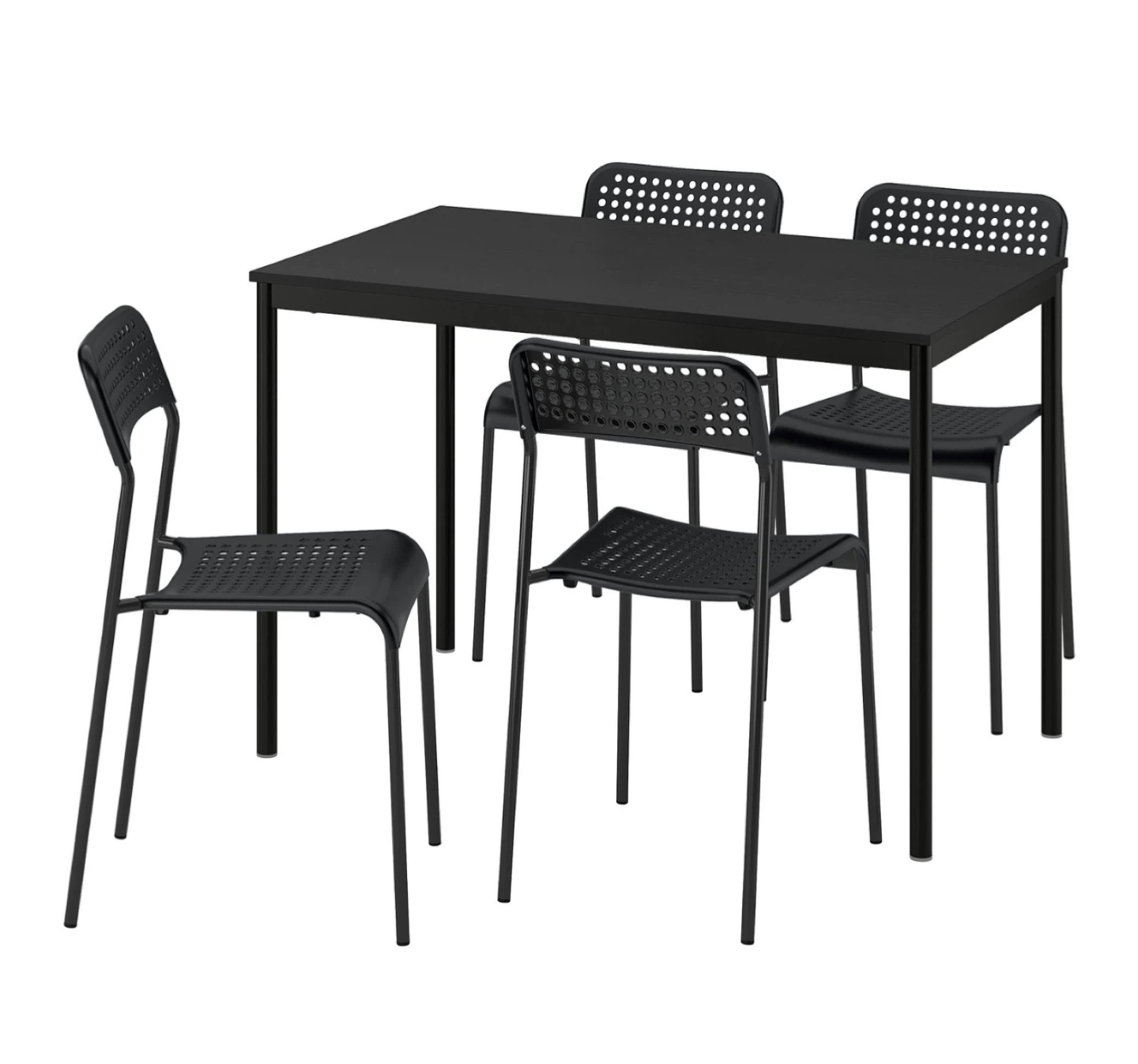 IKEA Black Dining Table and 4 Chairs Set