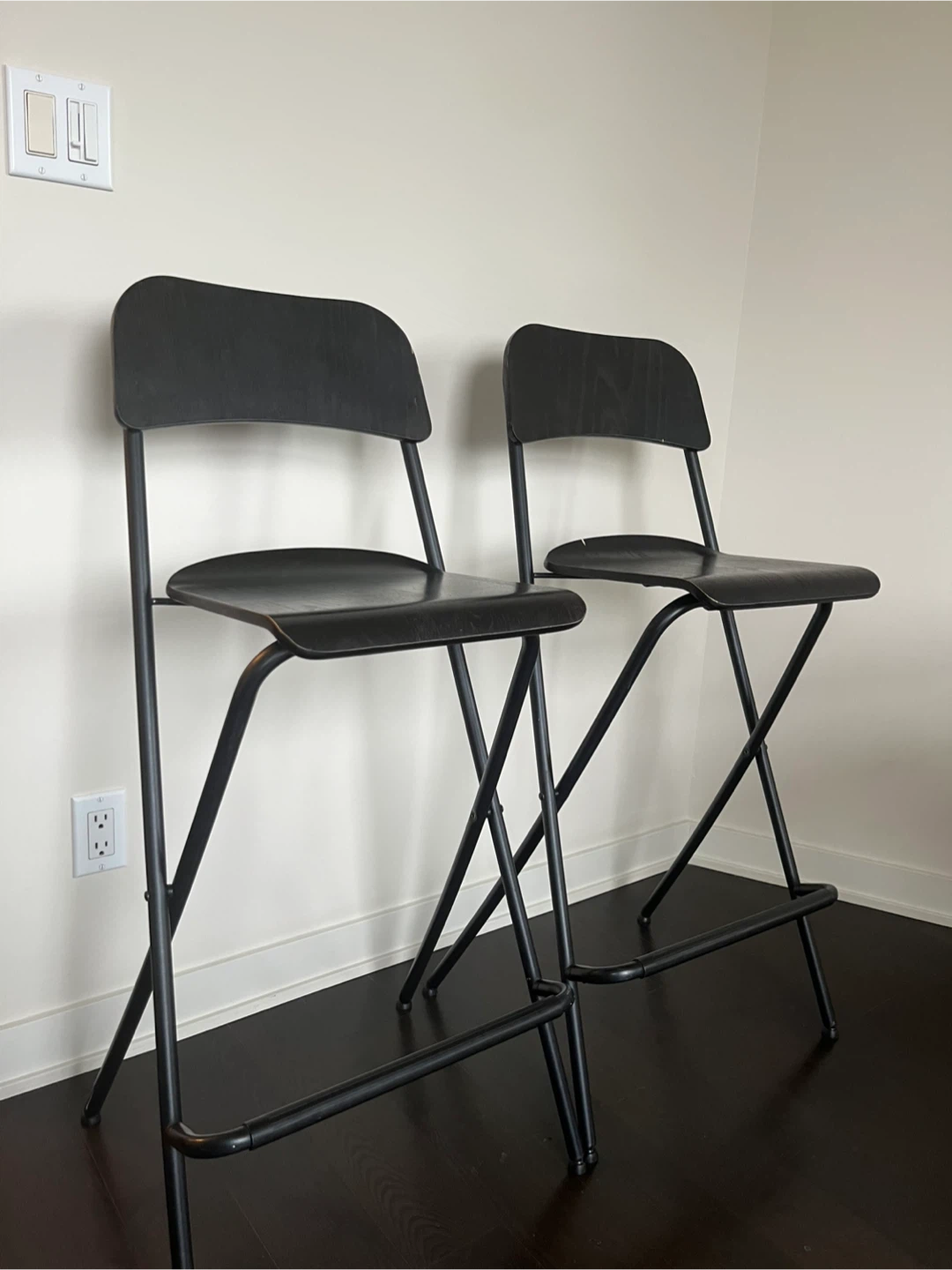 Set of 2 Black Folding Bar Stools - photo 2
