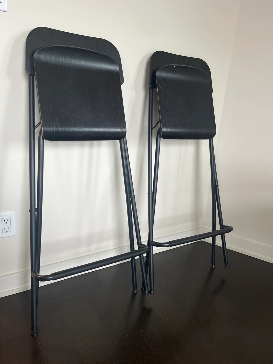 Set of 2 Black Folding Bar Stools - photo 3