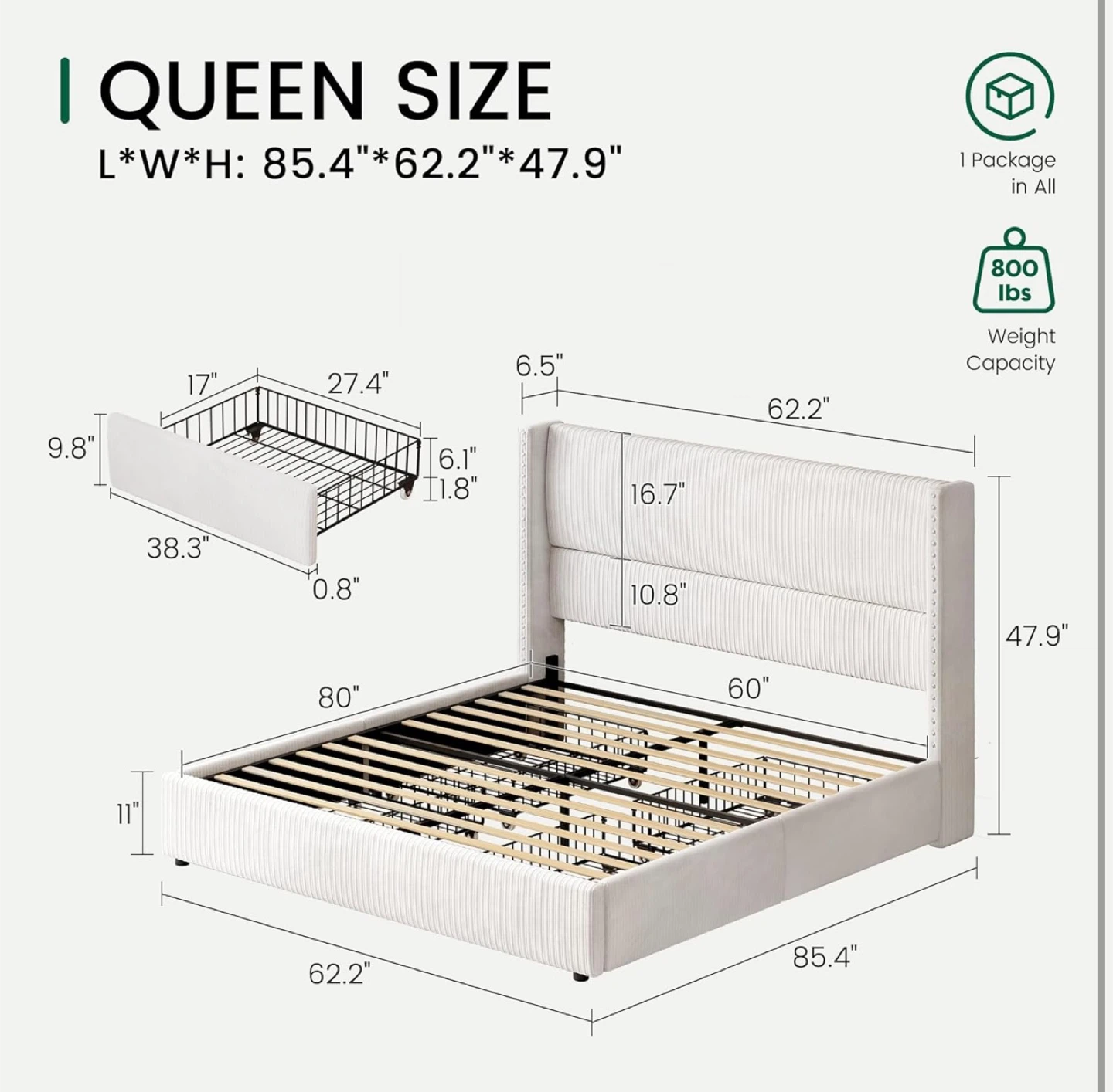 ‼️MOVING SALE ‼️ Queen Size Bed Frame with Storage Drawers - photo 2