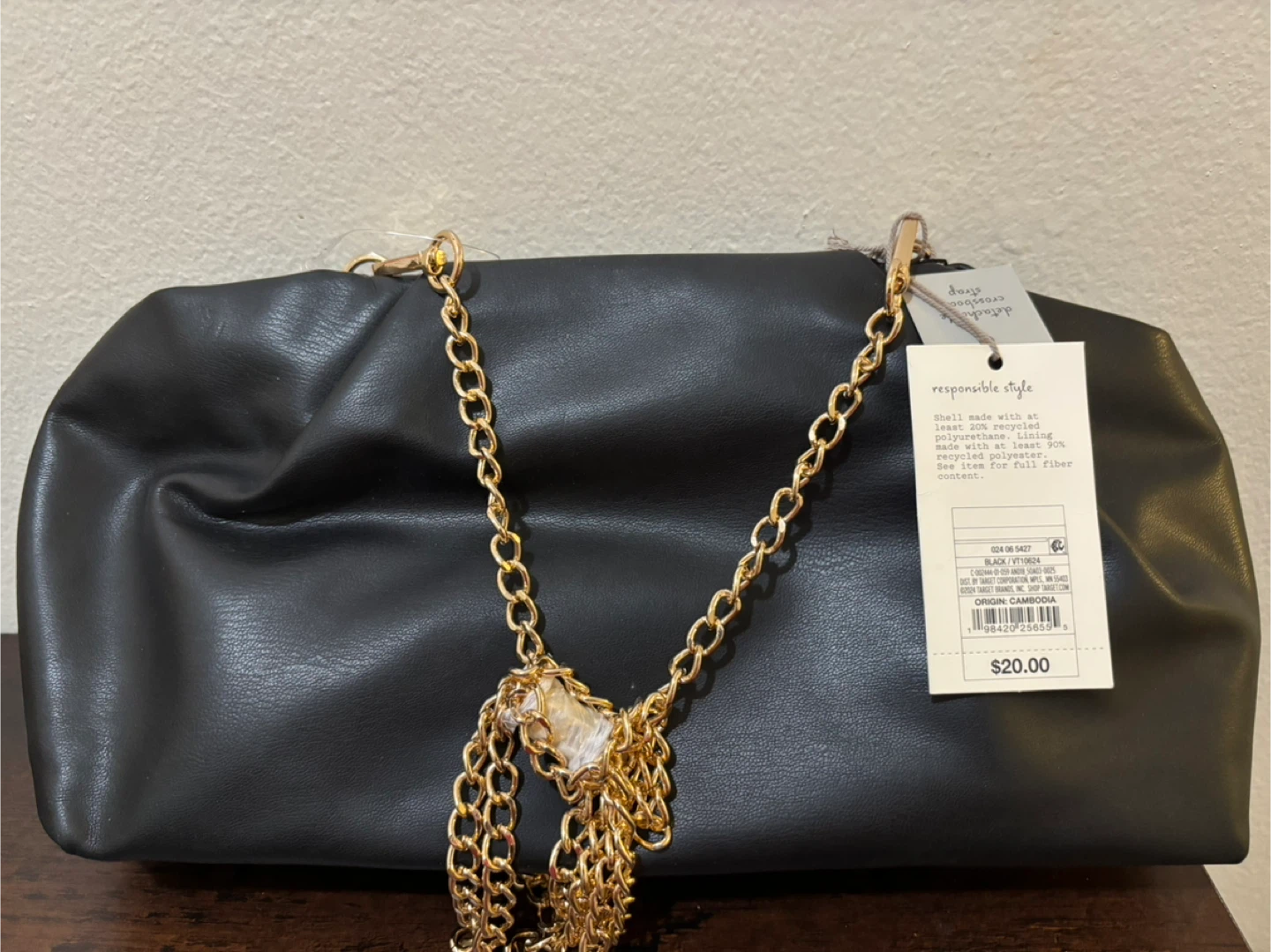 BRAND NEW-Target Black Clutch with Gold Chain