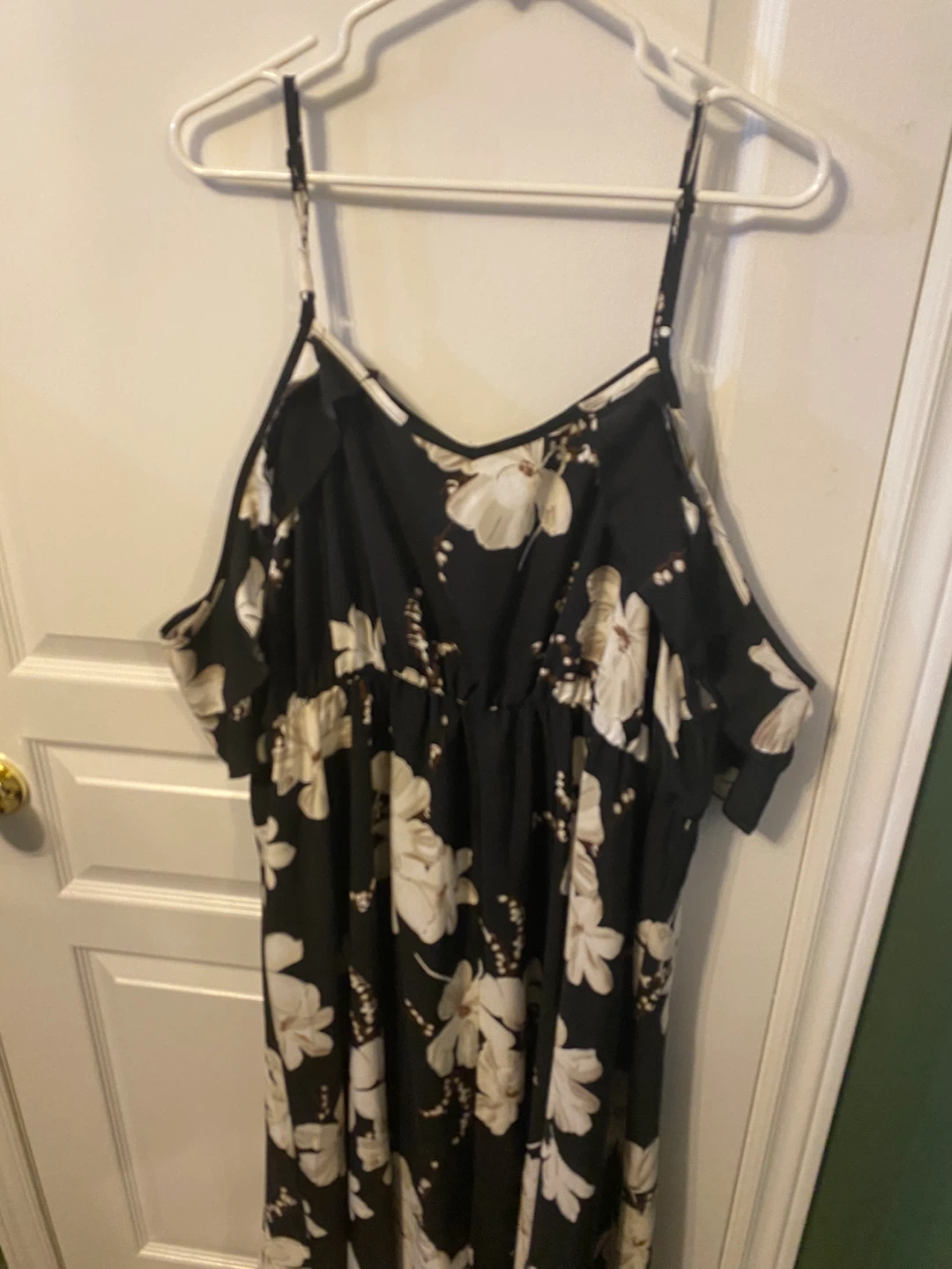 Black Floral Maxi Dress with Spaghetti Straps