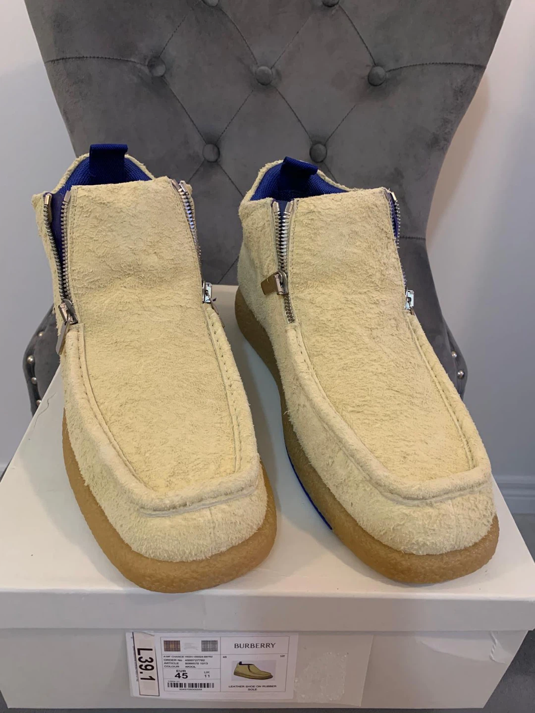 Burberry Suede Zip Boots. Size 45US