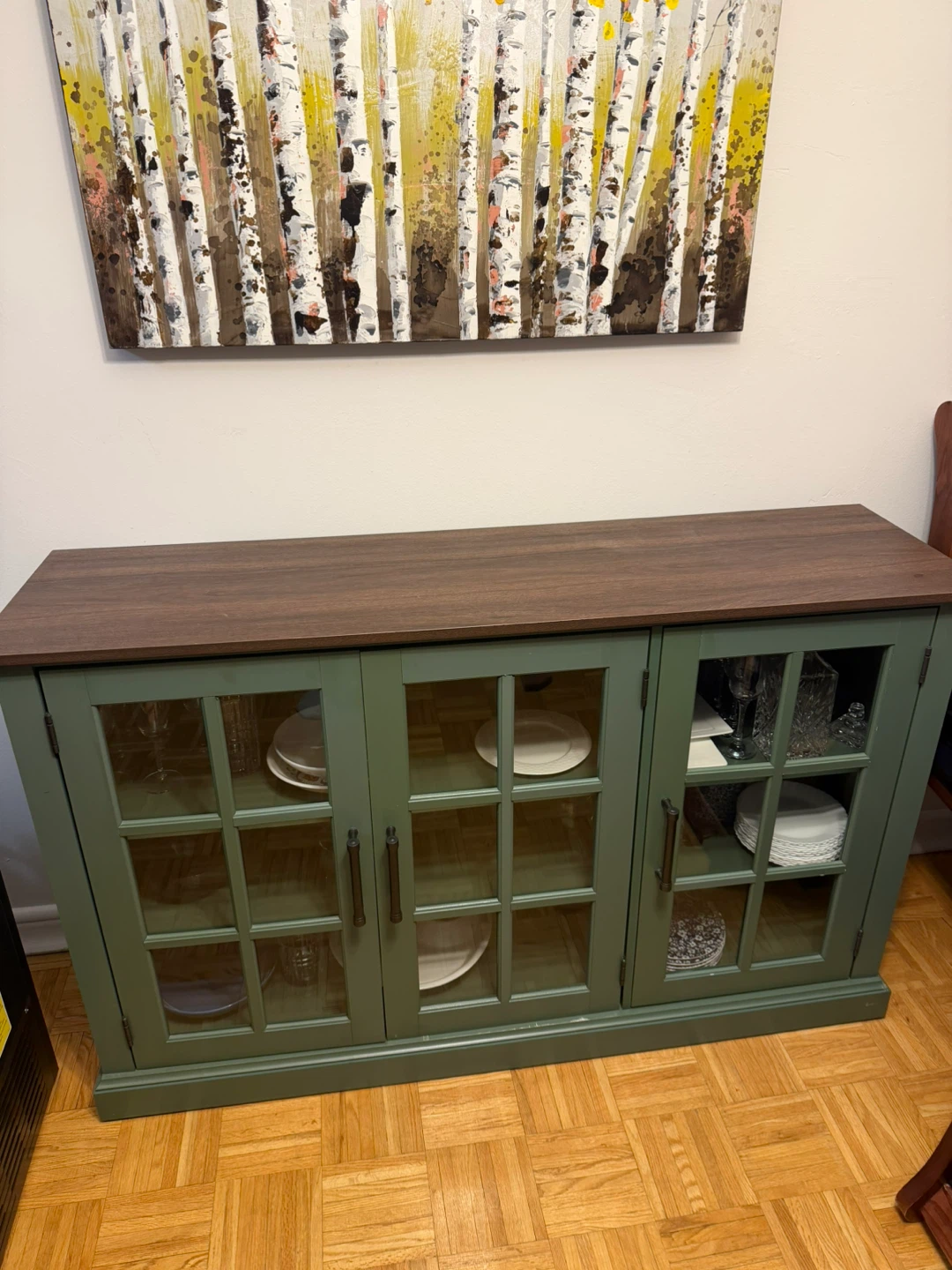 Green Buffet/Sideboard with Glass Doors