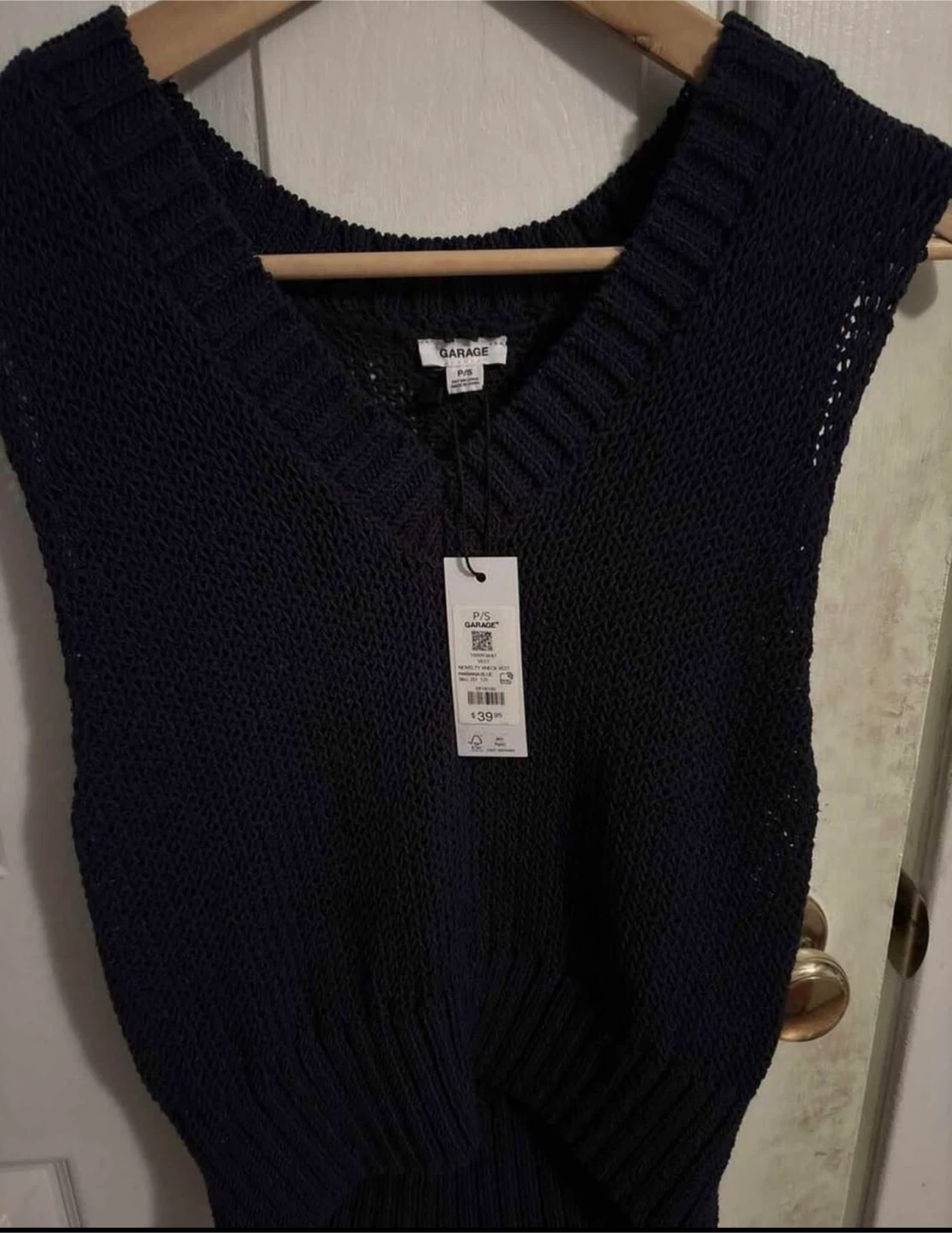 GARAGE Women's novelty vneck vest Knit Vest Mariana blue
