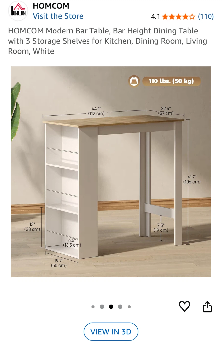 Bar Table with 3-Tier Storage + 2 IKEA Bar Stools - photo 2