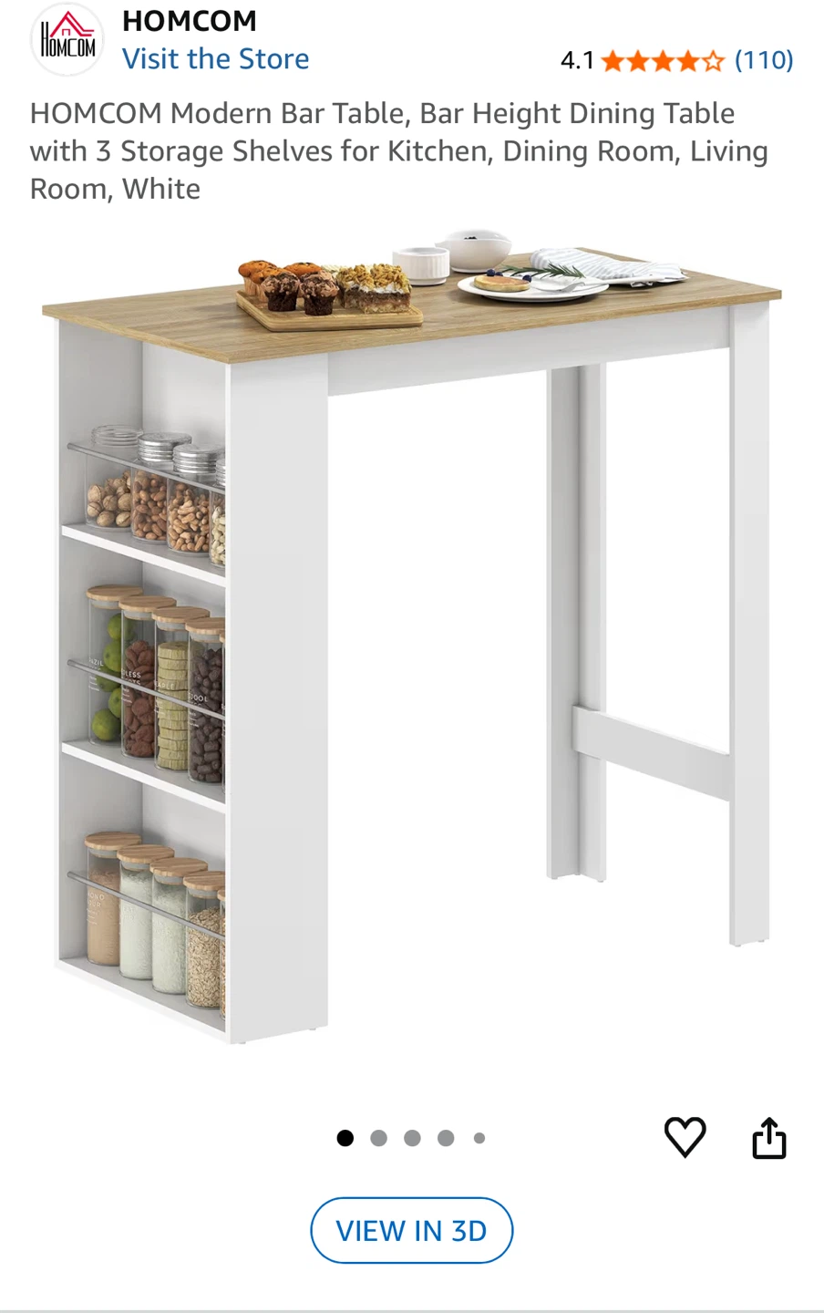 Bar Table with 3-Tier Storage + 2 IKEA Bar Stools