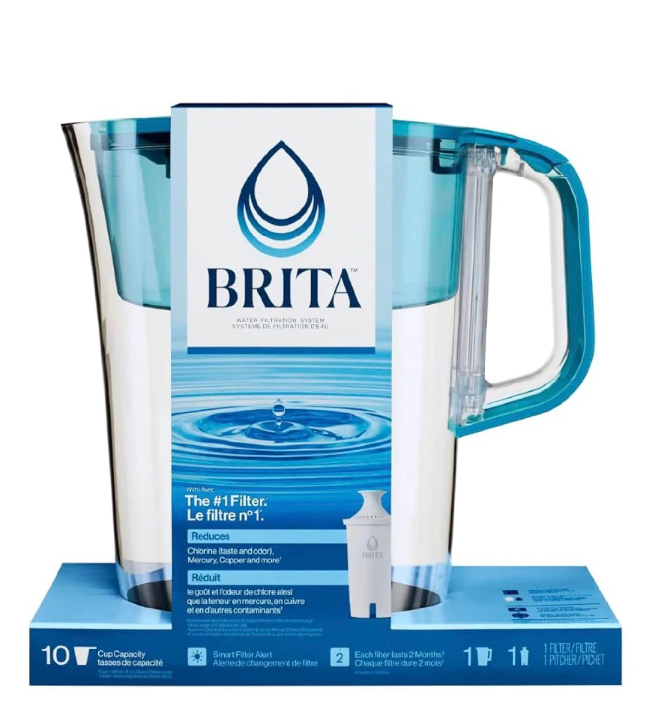 Brita 10 Cup Water Filter Pitcher with Smart Filter Alert