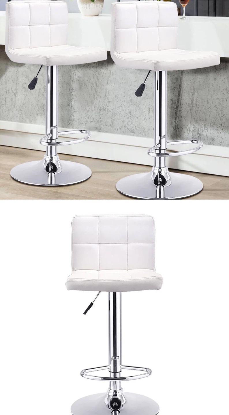 2 Bar Stools with Back Support - High Quality  - White - photo 4