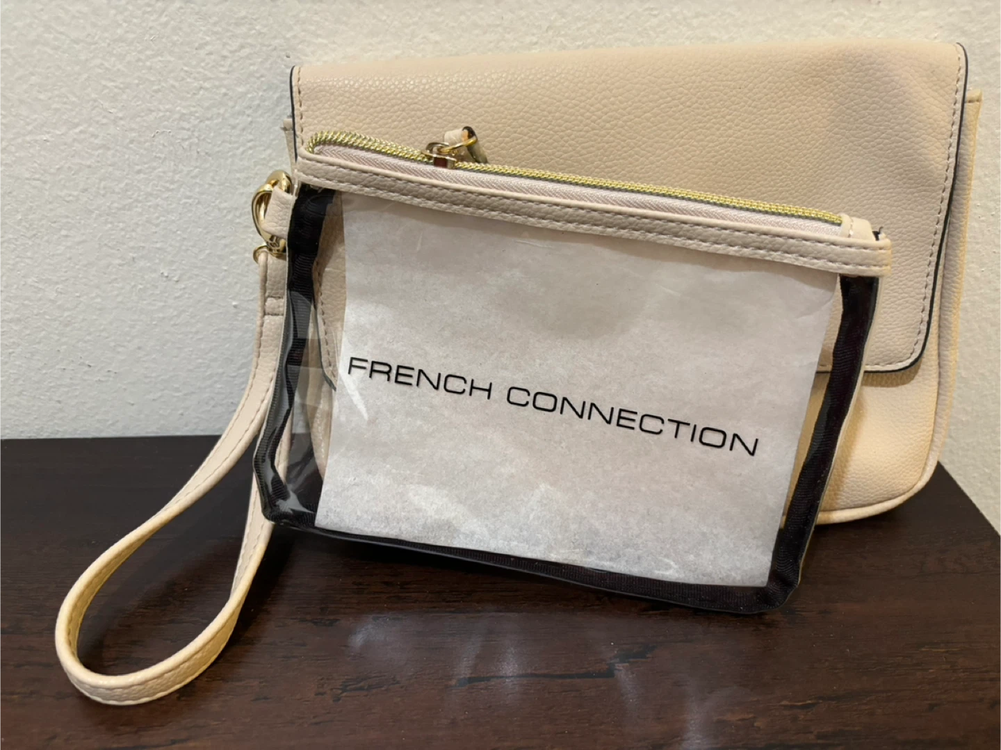 BRAND NEW French Connection Beige Wristlet Clutch
