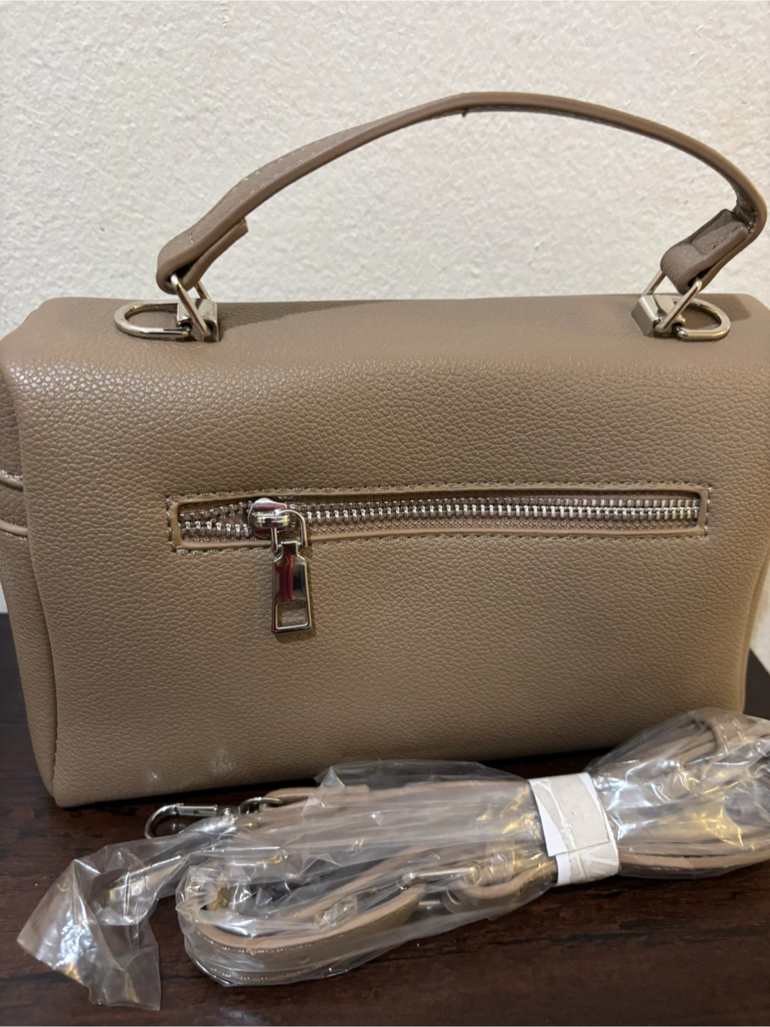 BRAND NEW Tan Faux Leather Vanity Purse/Case with Strap - photo 2