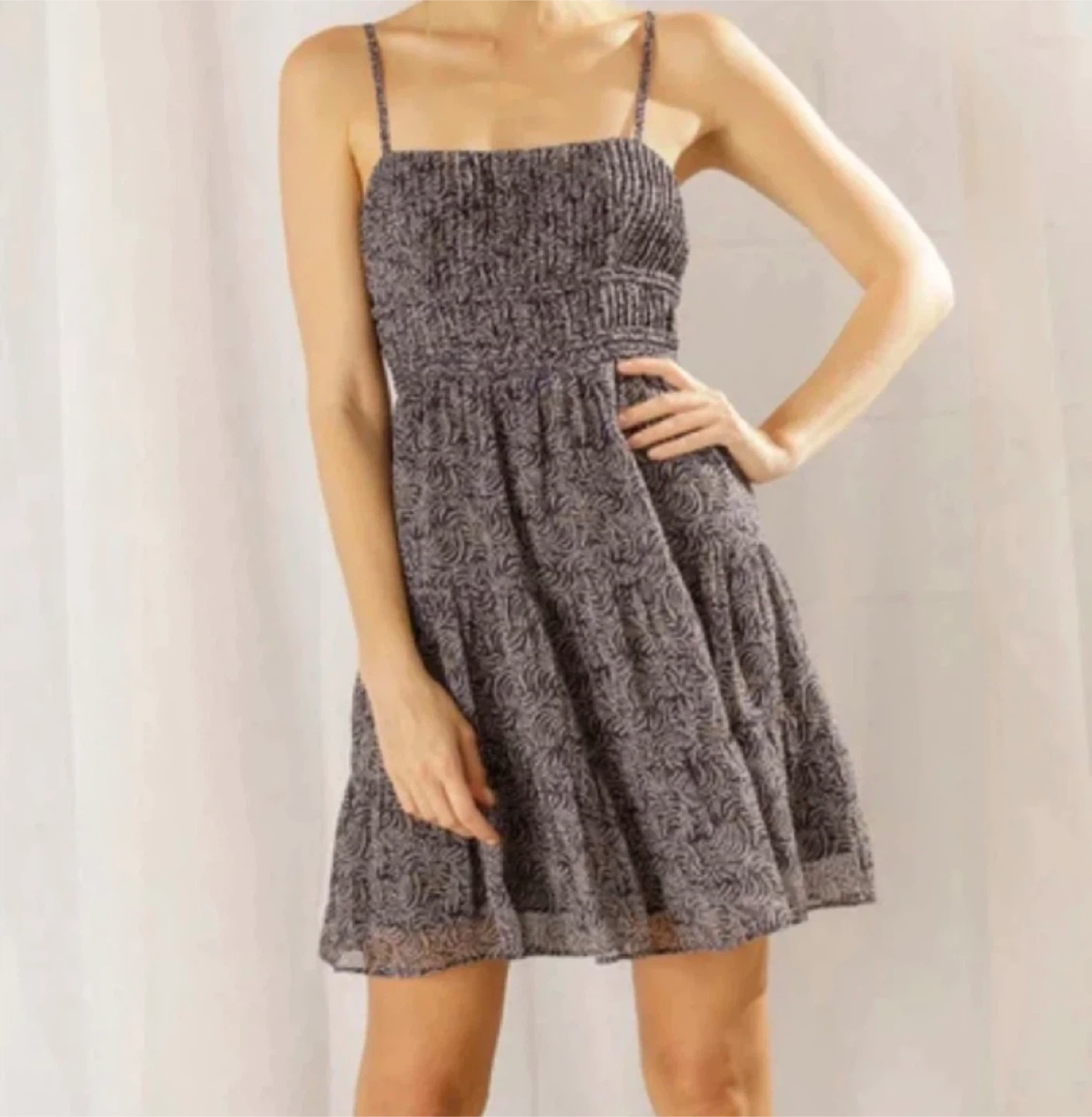 STORIA Women's Smocked Tiered Dress Size M