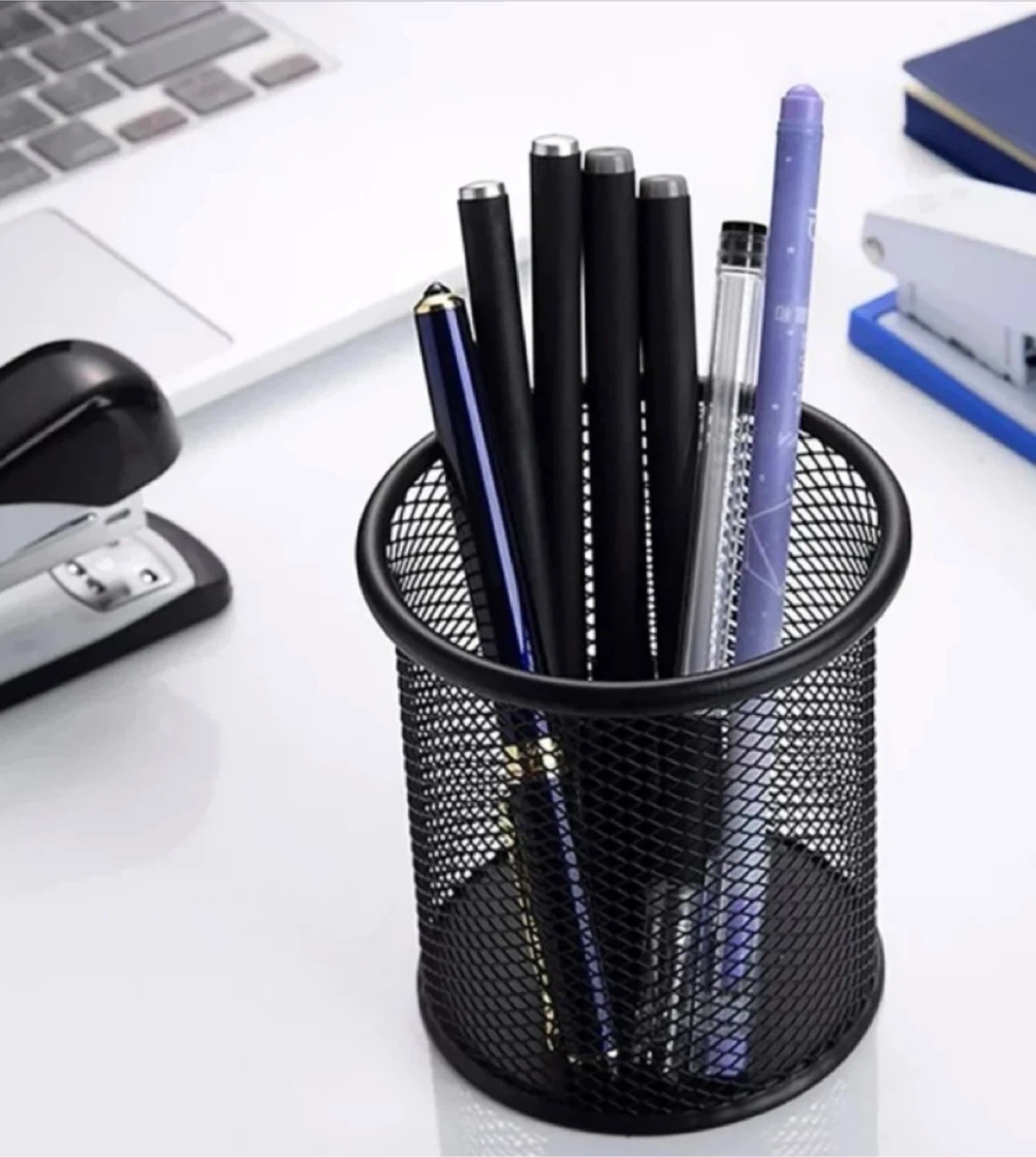 Black Mesh Desk Organizer Pen Holder