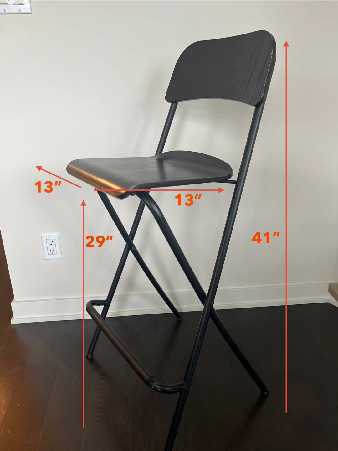 Set of 2 Black Folding Bar Stools - photo 4