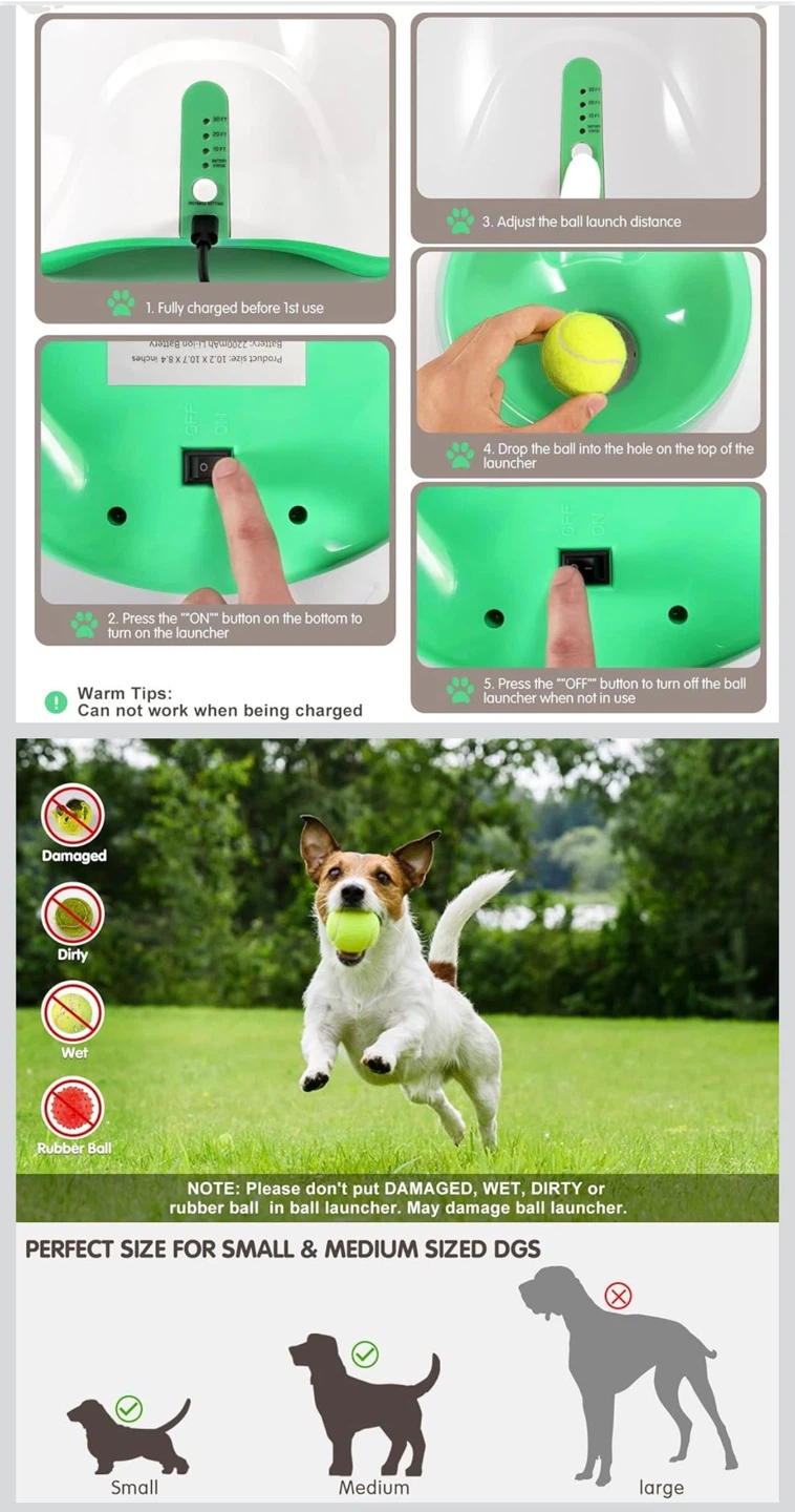 Dog Balls Thrower Launcher - Rechargeable Machine + 9 New Balls - photo 4