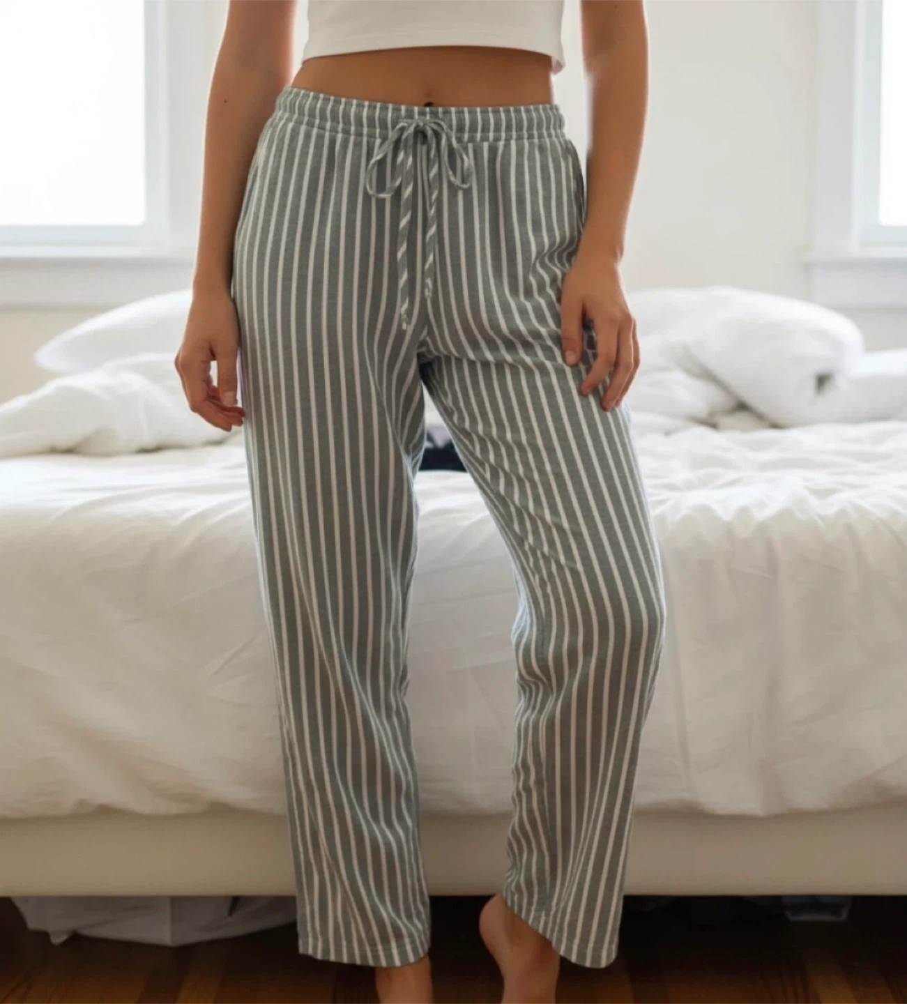 Happily Grey Striped Pajama Pants Size S