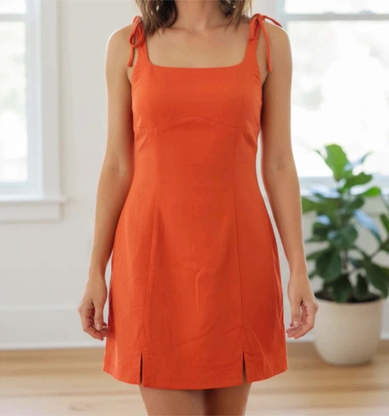 Trixxi Orange Square Neck Mini Dress Size L