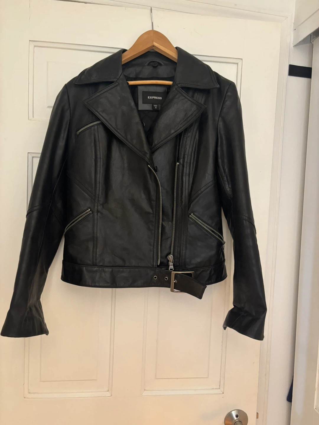 Express Black Leather Moto Jacket Size M