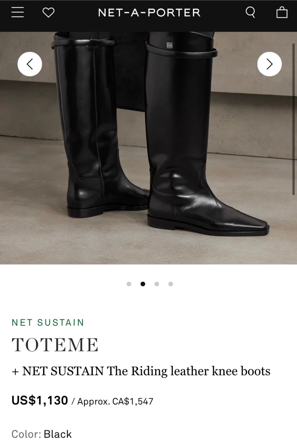 Toteme Leather Riding Knee Boots - Black - photo 2