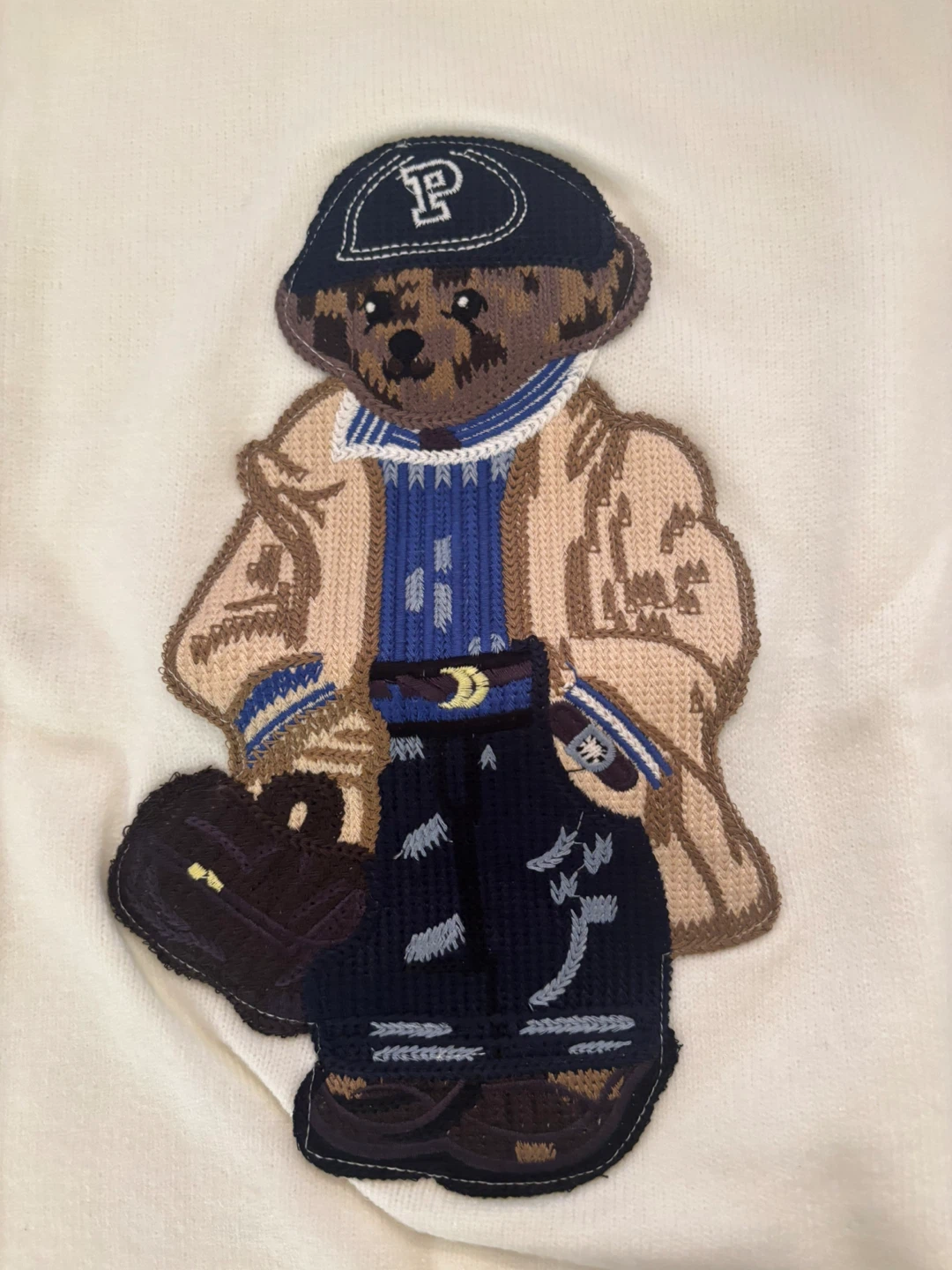 Cream Embroidered Bear Sweater