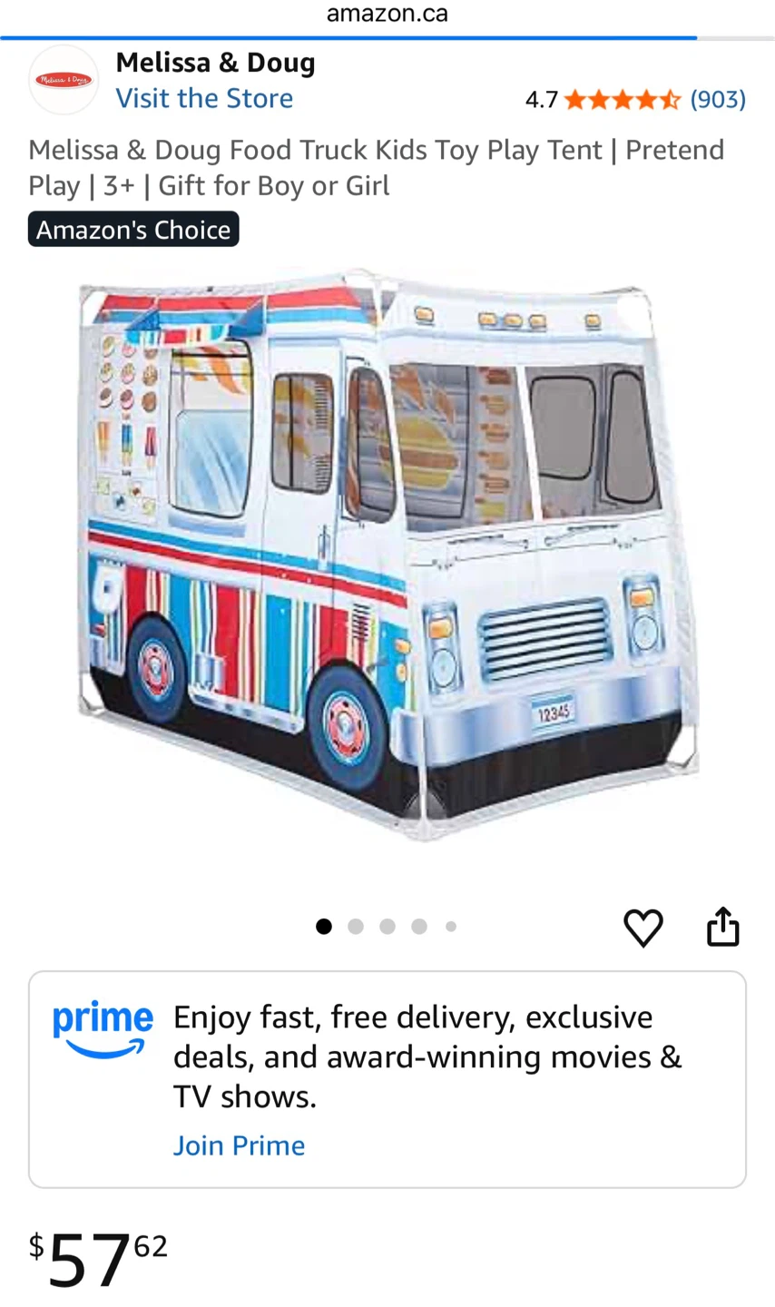Melissa & Doug Food Truck Kids Toy Play Tent